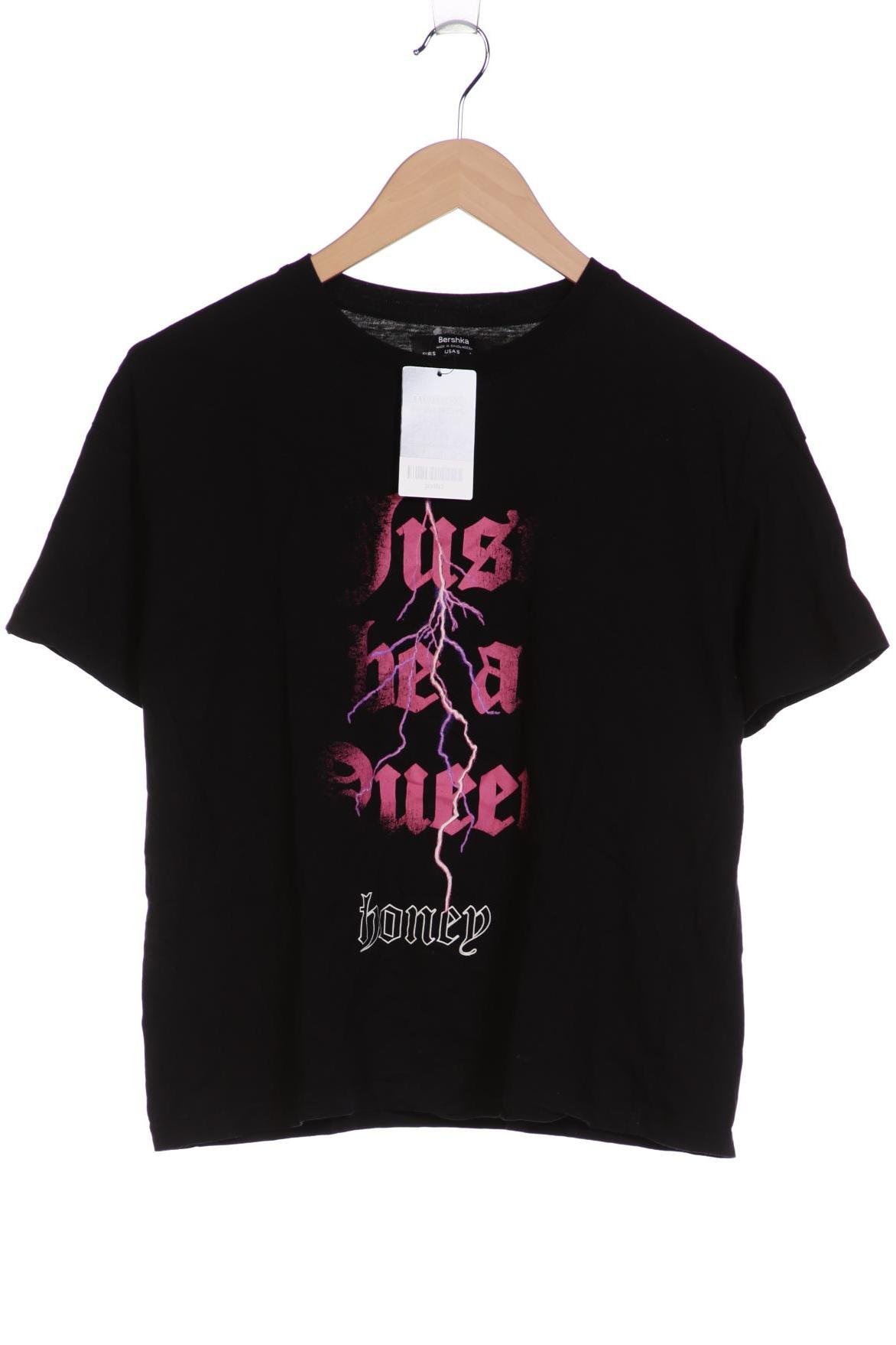 

bershka Damen T-Shirt, schwarz, Gr. 36