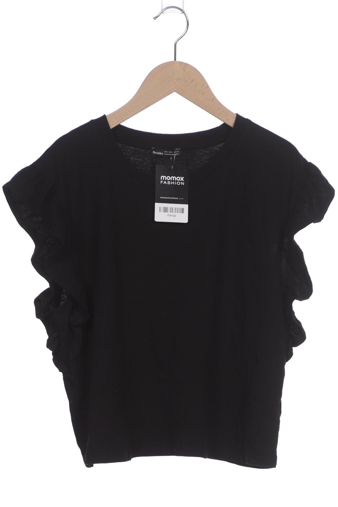 

bershka Damen T-Shirt, schwarz, Gr. 42