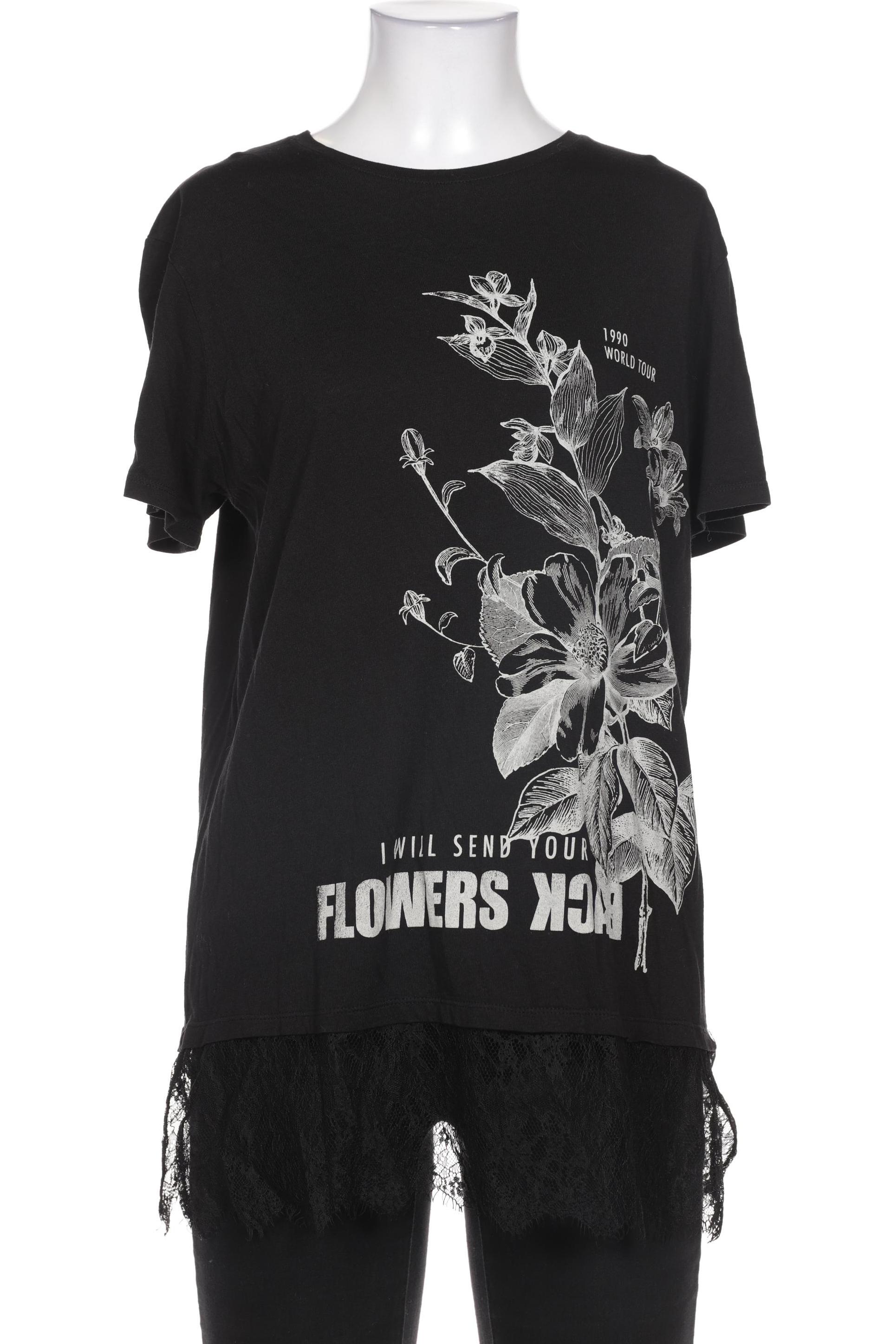 

bershka Damen T-Shirt, schwarz, Gr. 36