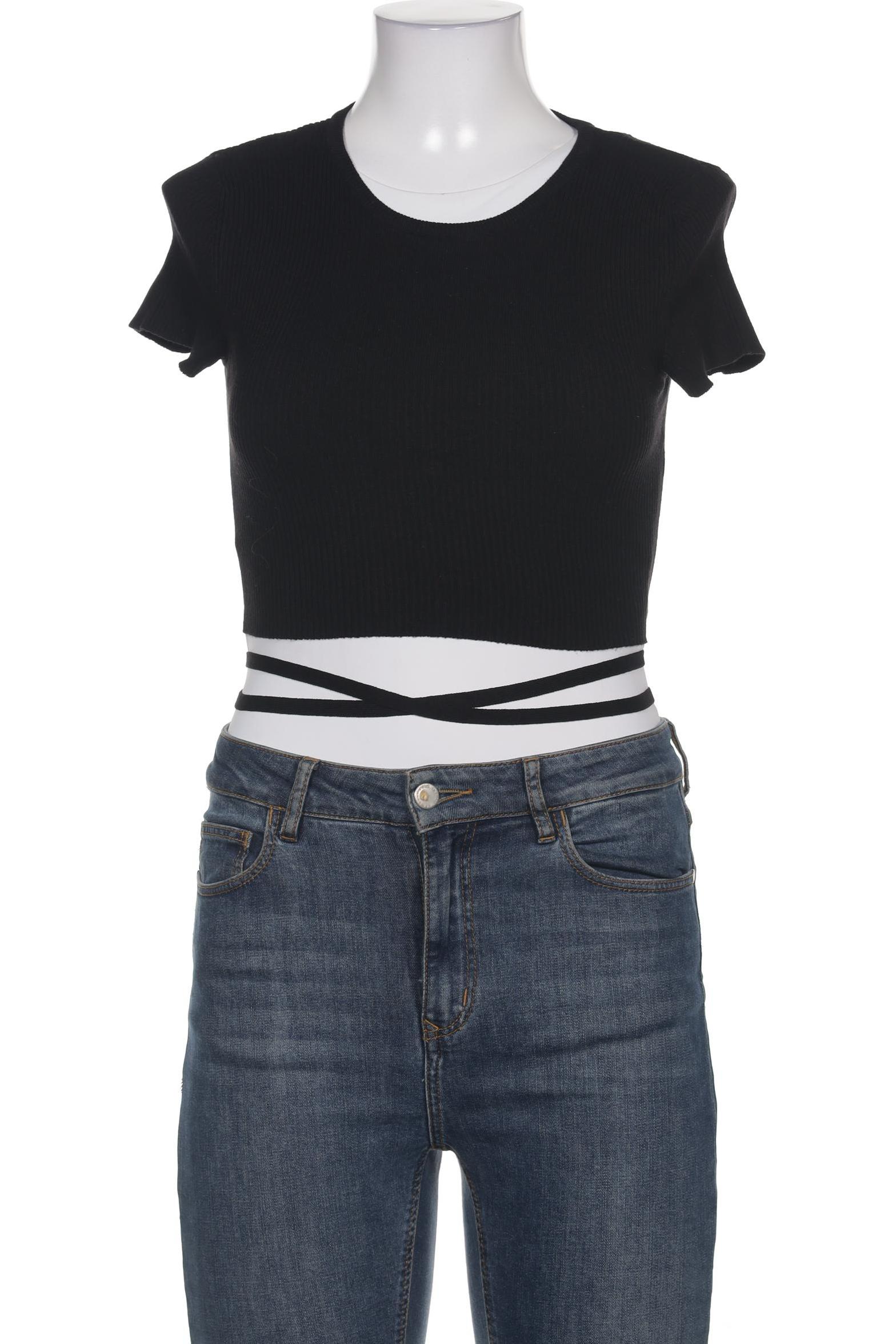 

bershka Damen T-Shirt, schwarz, Gr. 38