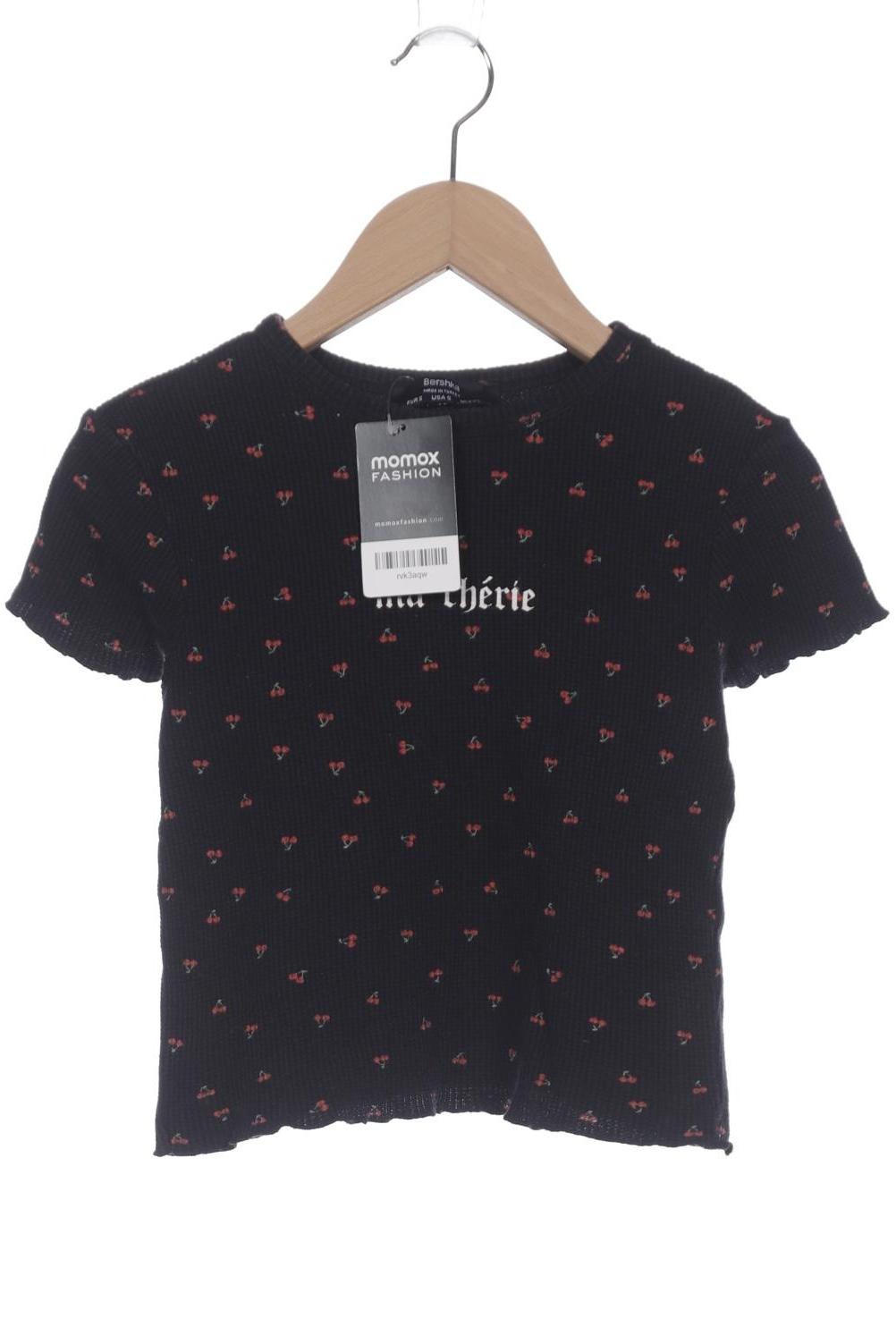 

bershka Damen T-Shirt, schwarz, Gr. 36