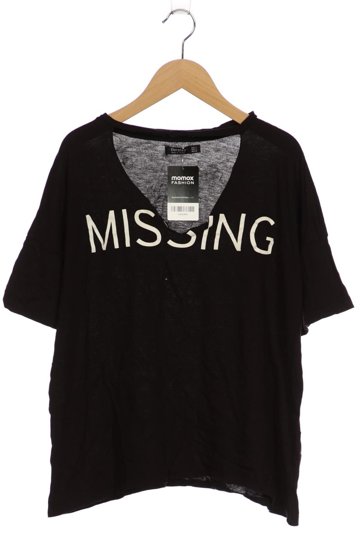 

bershka Damen T-Shirt, schwarz, Gr. 36