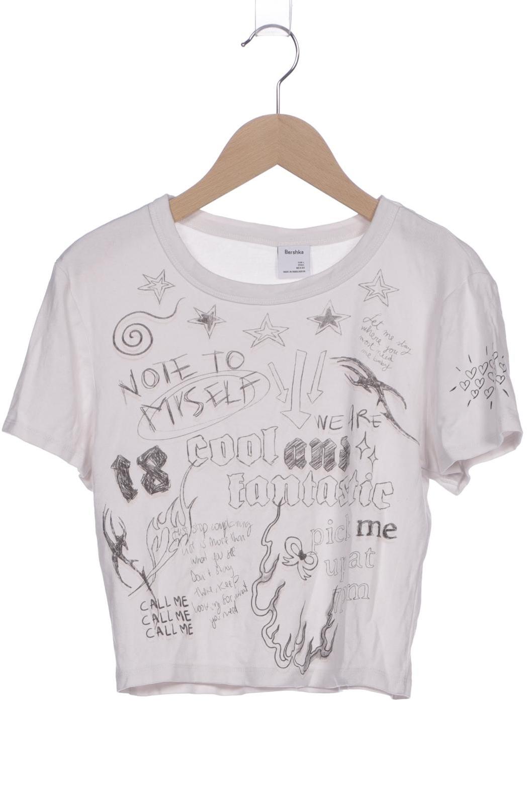

bershka Damen T-Shirt, weiß, Gr. 42