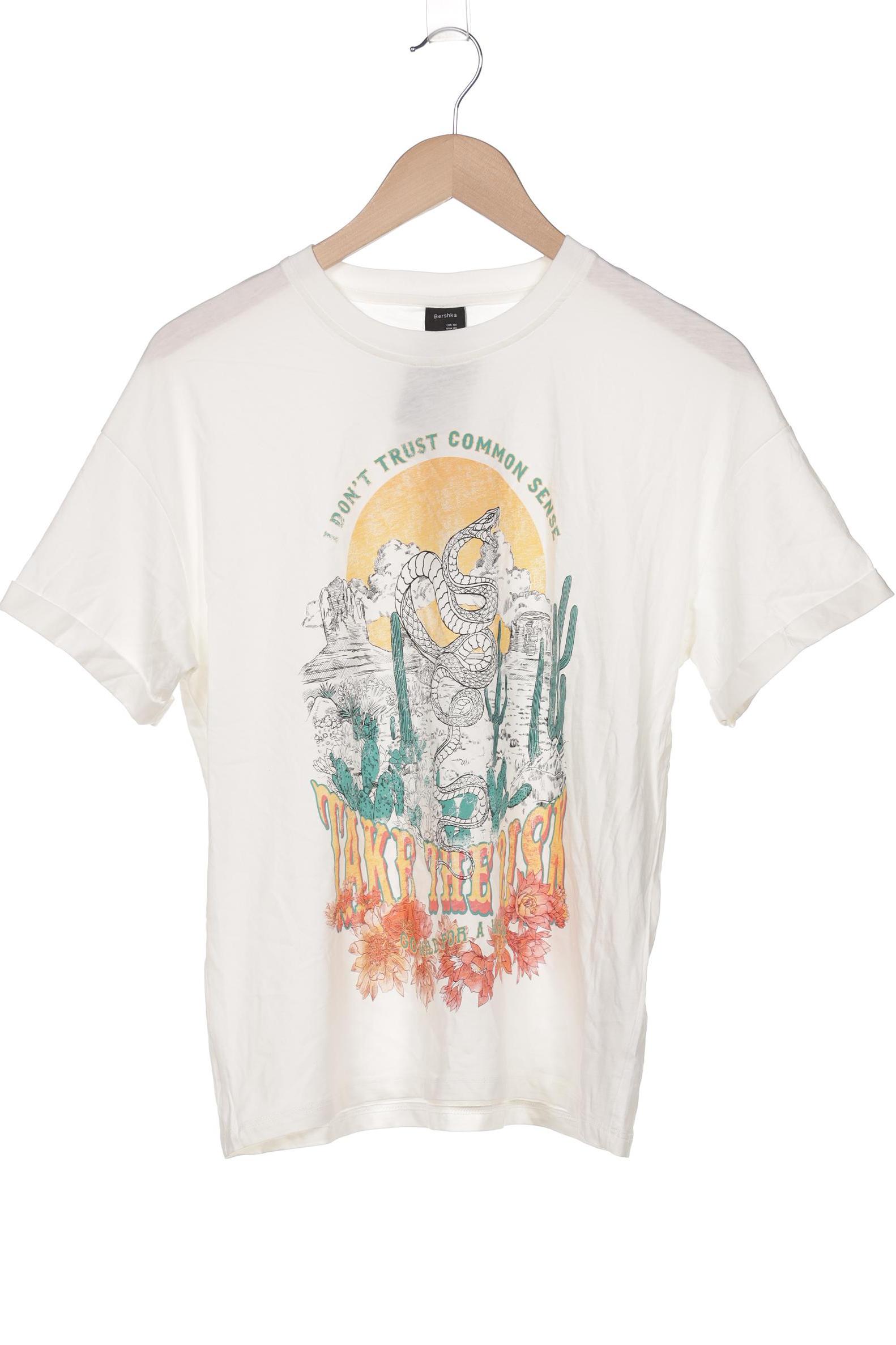 

bershka Damen T-Shirt, weiß, Gr. 34