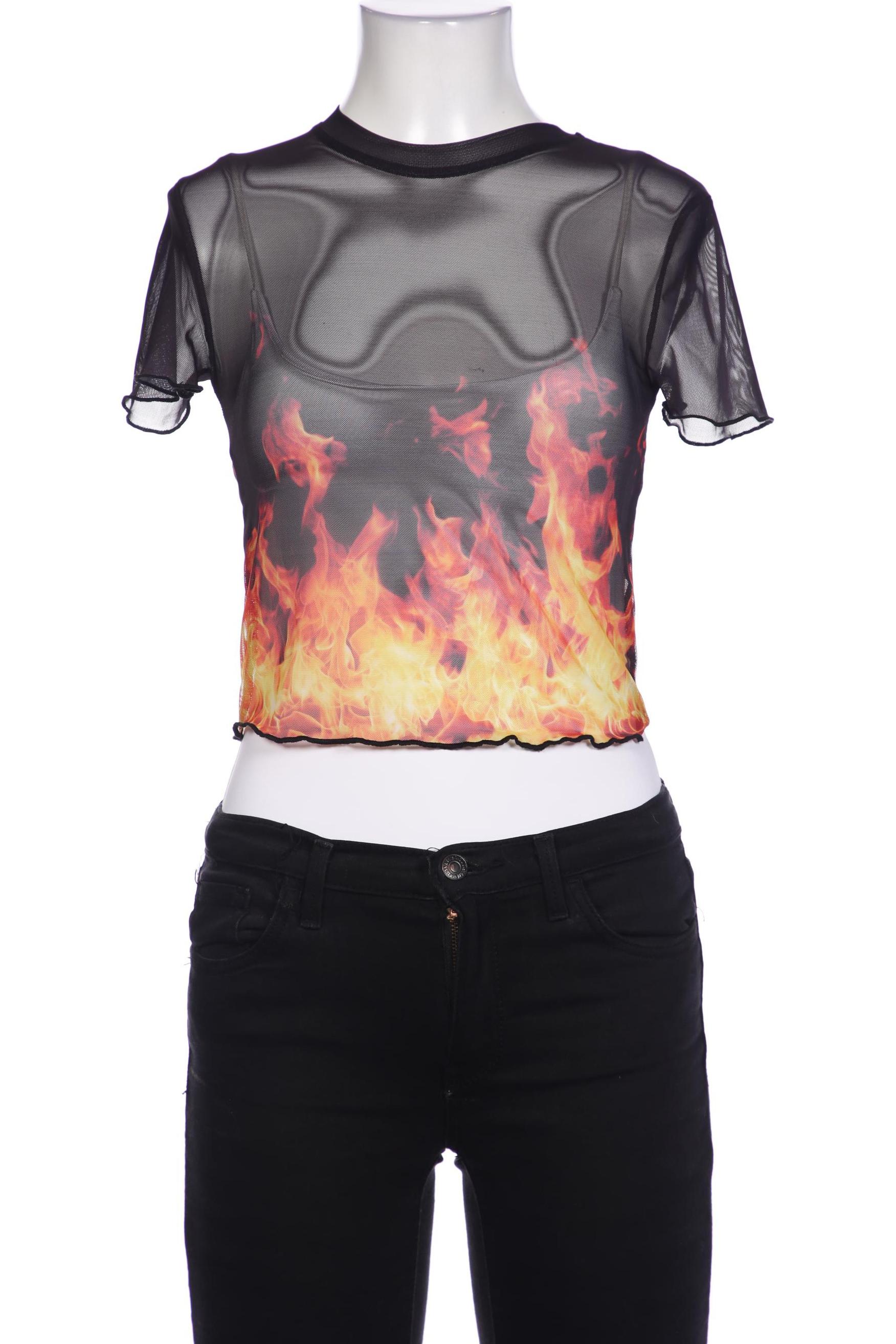 

bershka Damen T-Shirt, schwarz, Gr. 34