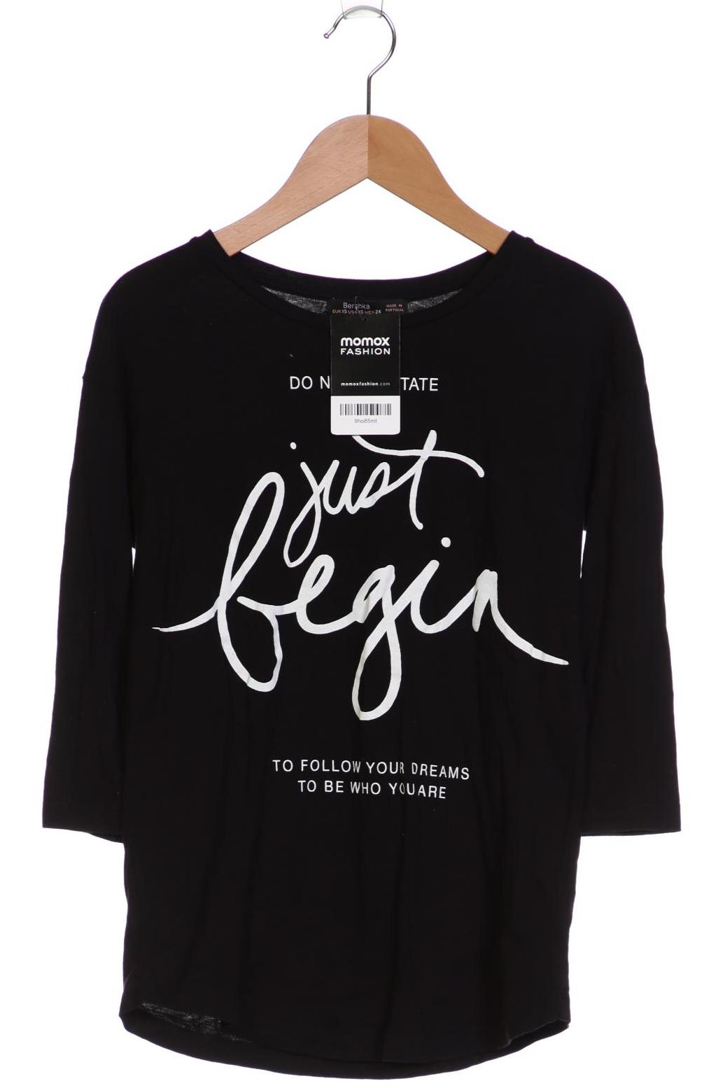 

bershka Damen T-Shirt, schwarz, Gr. 34