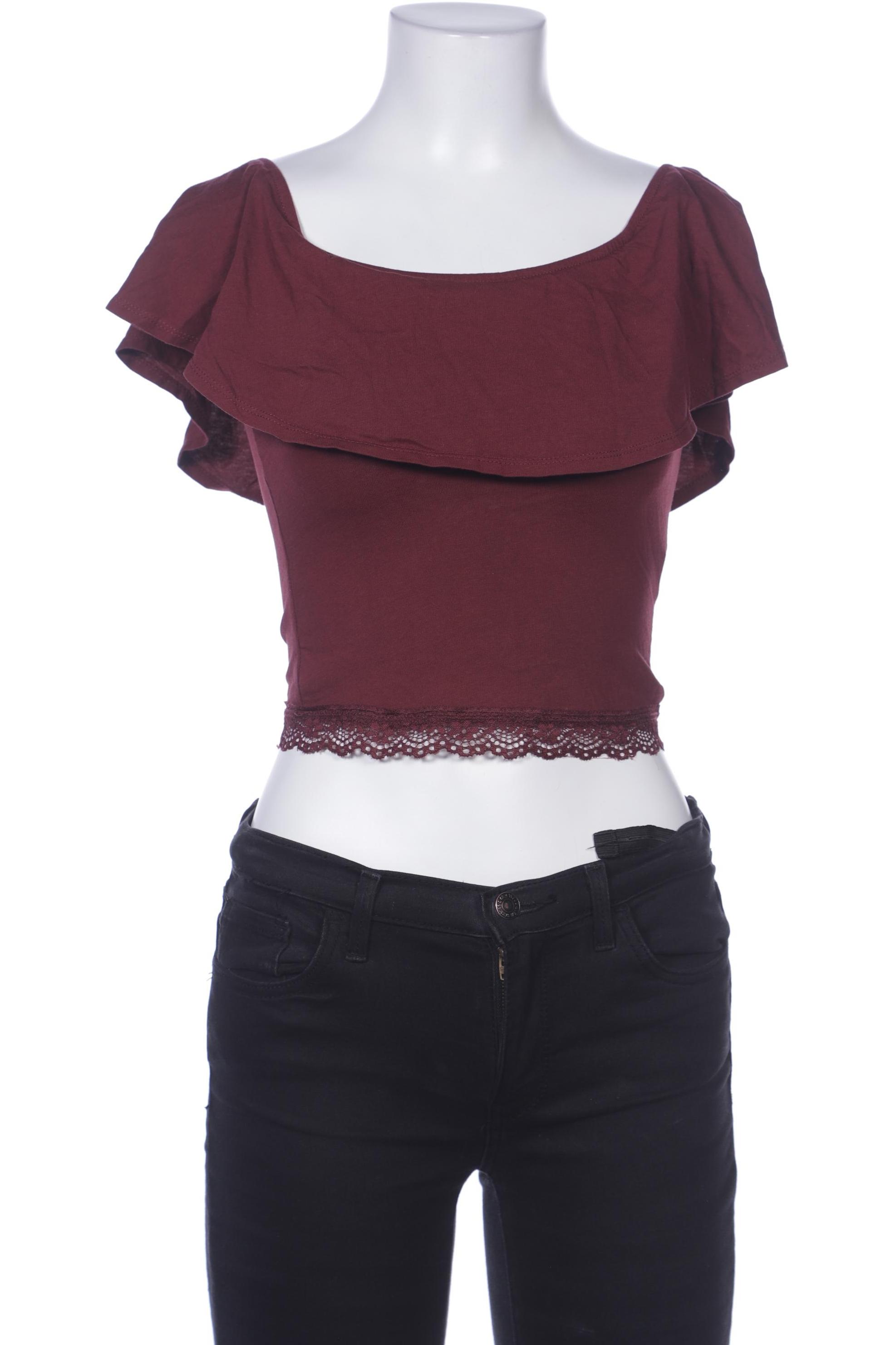 

bershka Damen T-Shirt, bordeaux, Gr. 36