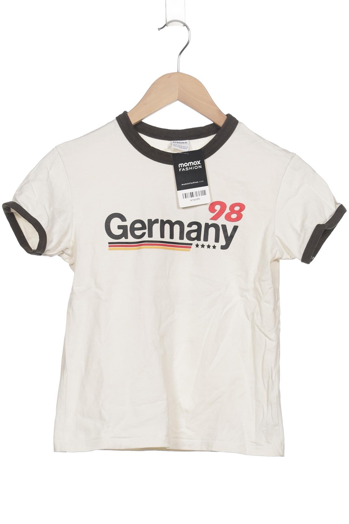 

bershka Damen T-Shirt, cremeweiß, Gr. 34