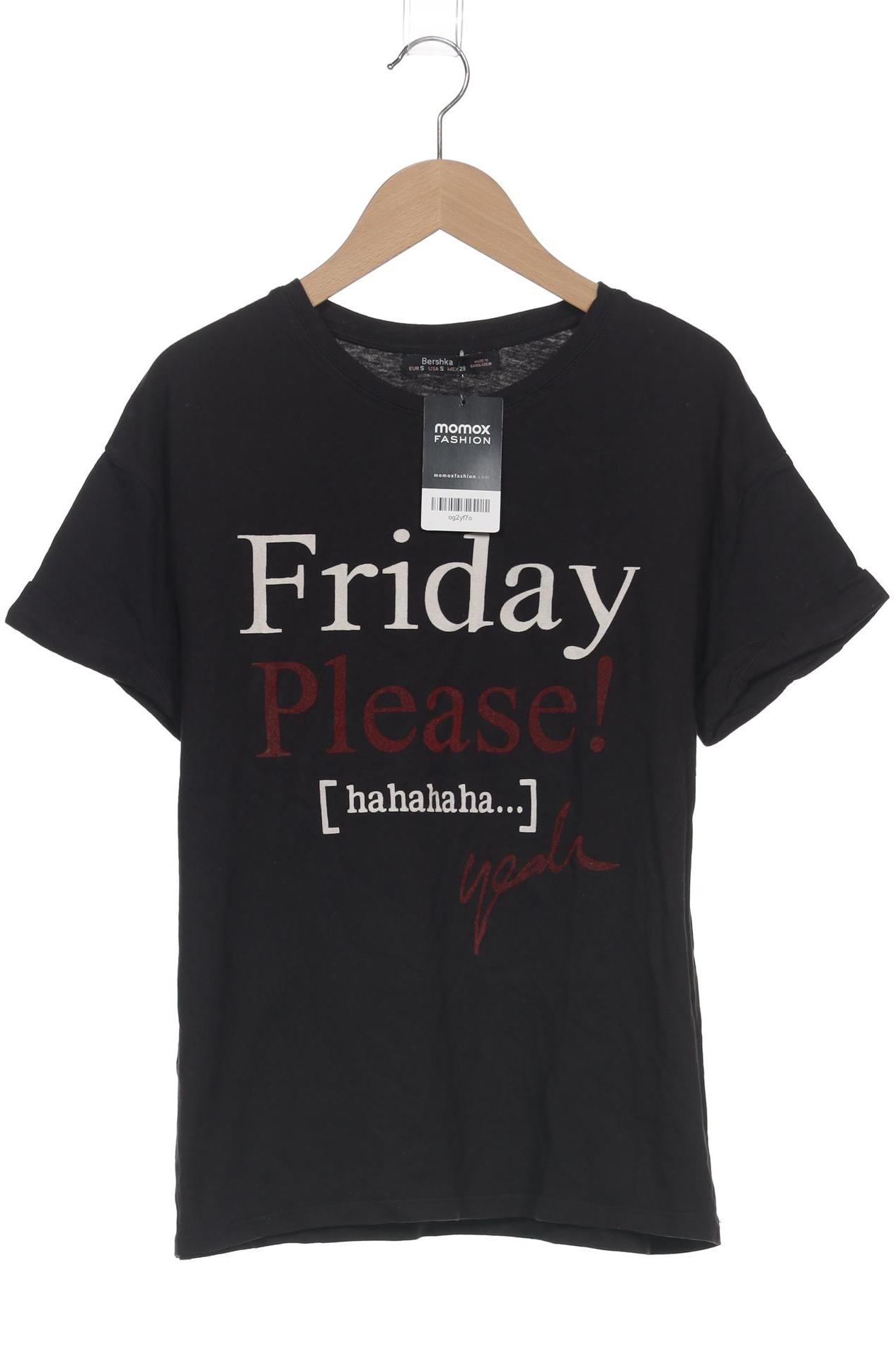 

bershka Damen T-Shirt, schwarz, Gr. 36
