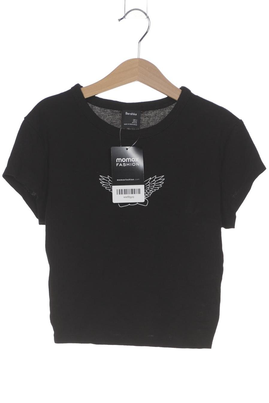 

bershka Damen T-Shirt, schwarz, Gr. 36