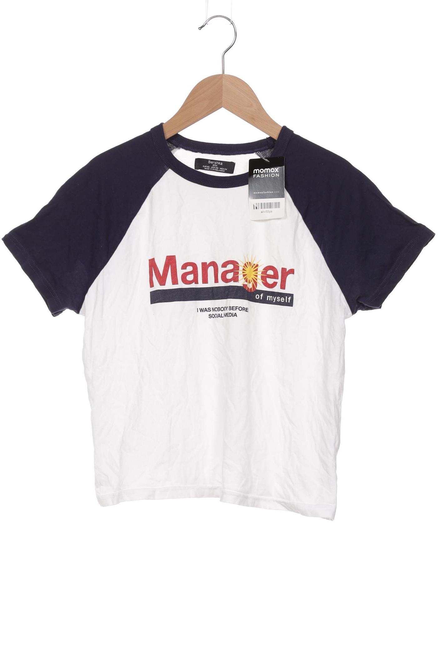 

bershka Damen T-Shirt, weiß, Gr. 34