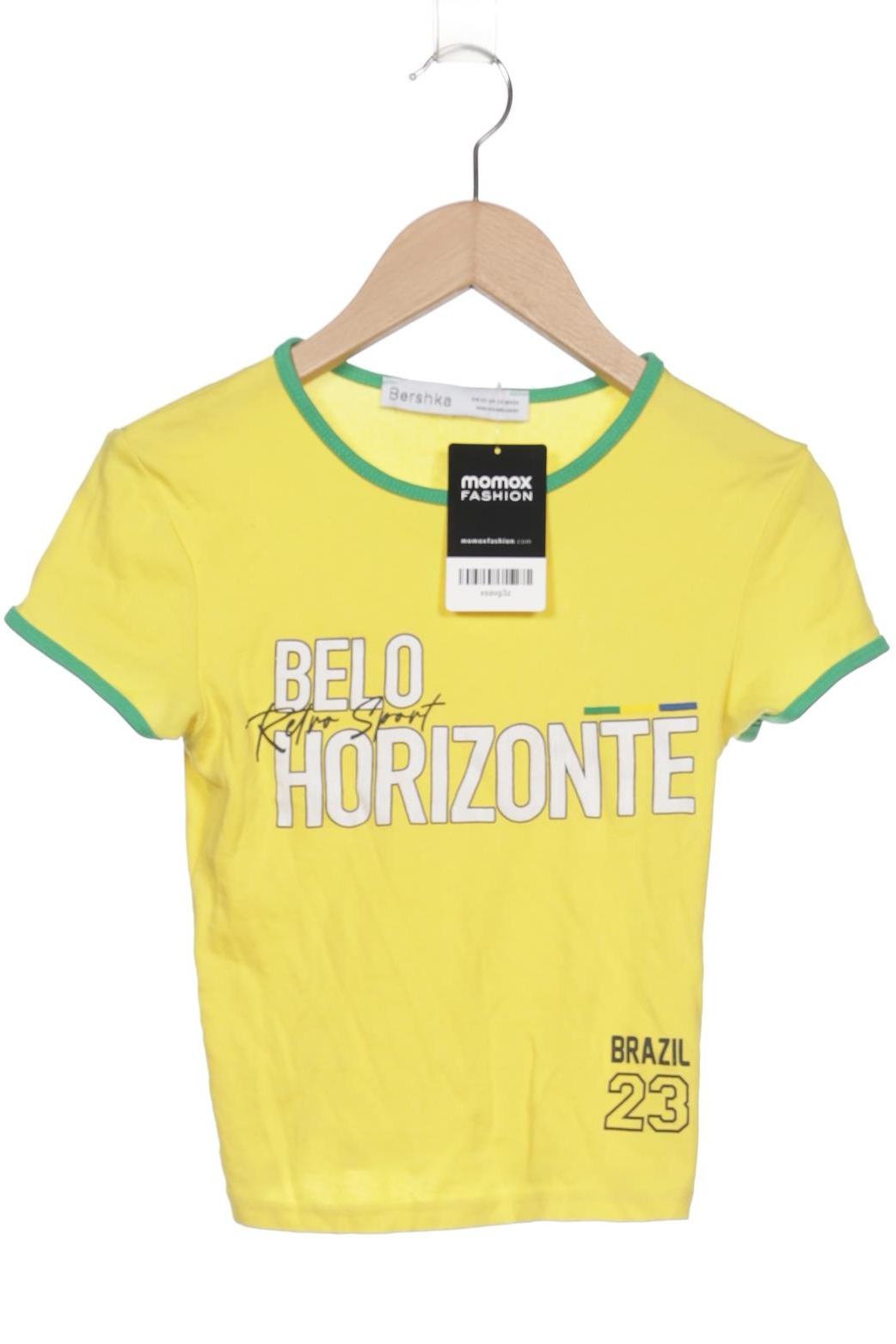 

bershka Damen T-Shirt, gelb, Gr. 34