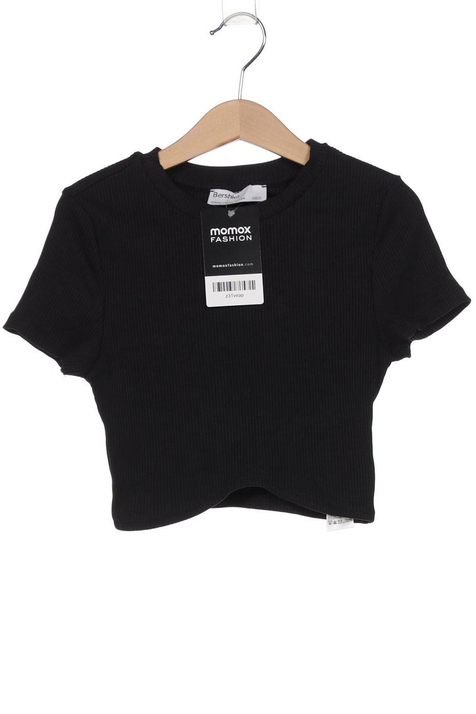 

bershka Damen T-Shirt, schwarz, Gr. 34
