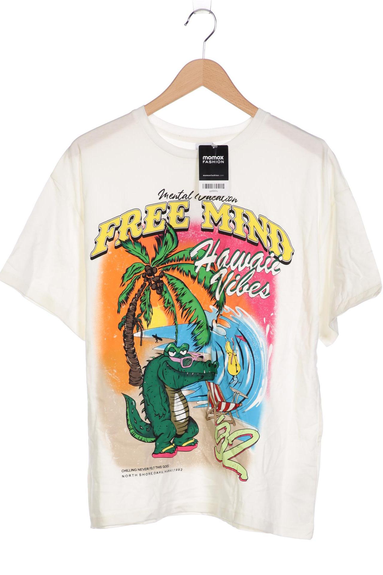 

bershka Damen T-Shirt, cremeweiß, Gr. 36