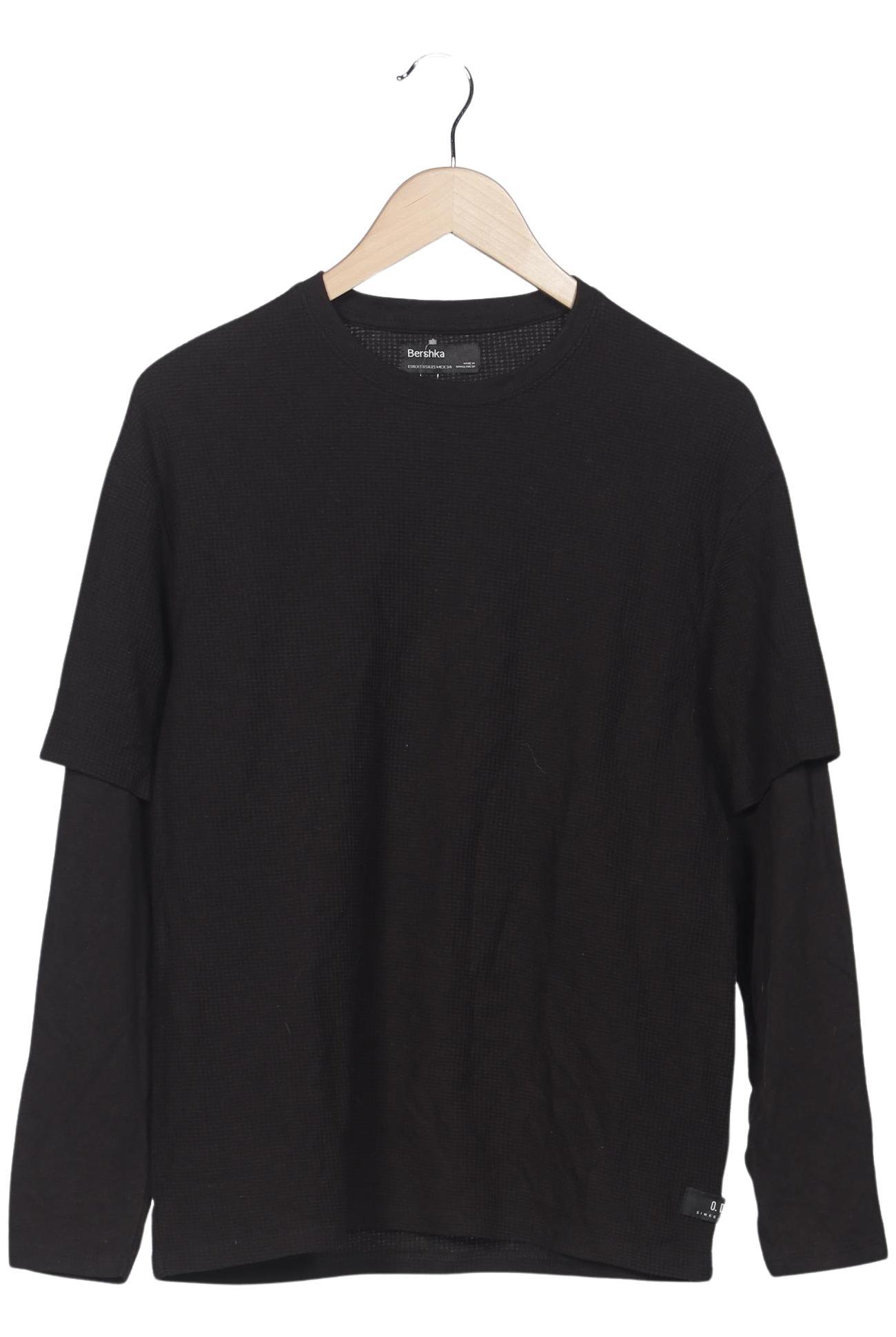 

bershka Herren Langarmshirt, schwarz, Gr. 44