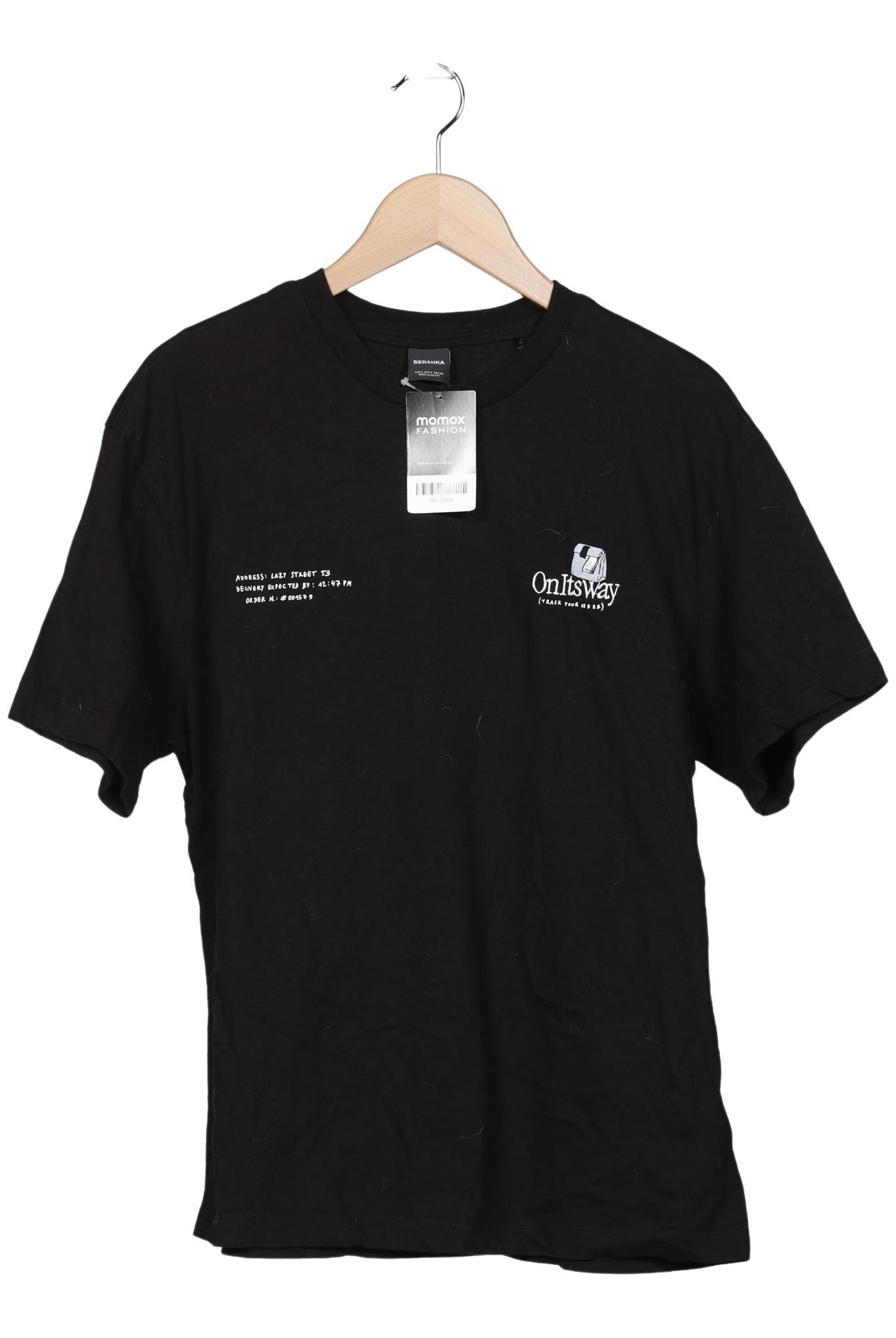 

bershka Herren T-Shirt, schwarz, Gr. 46