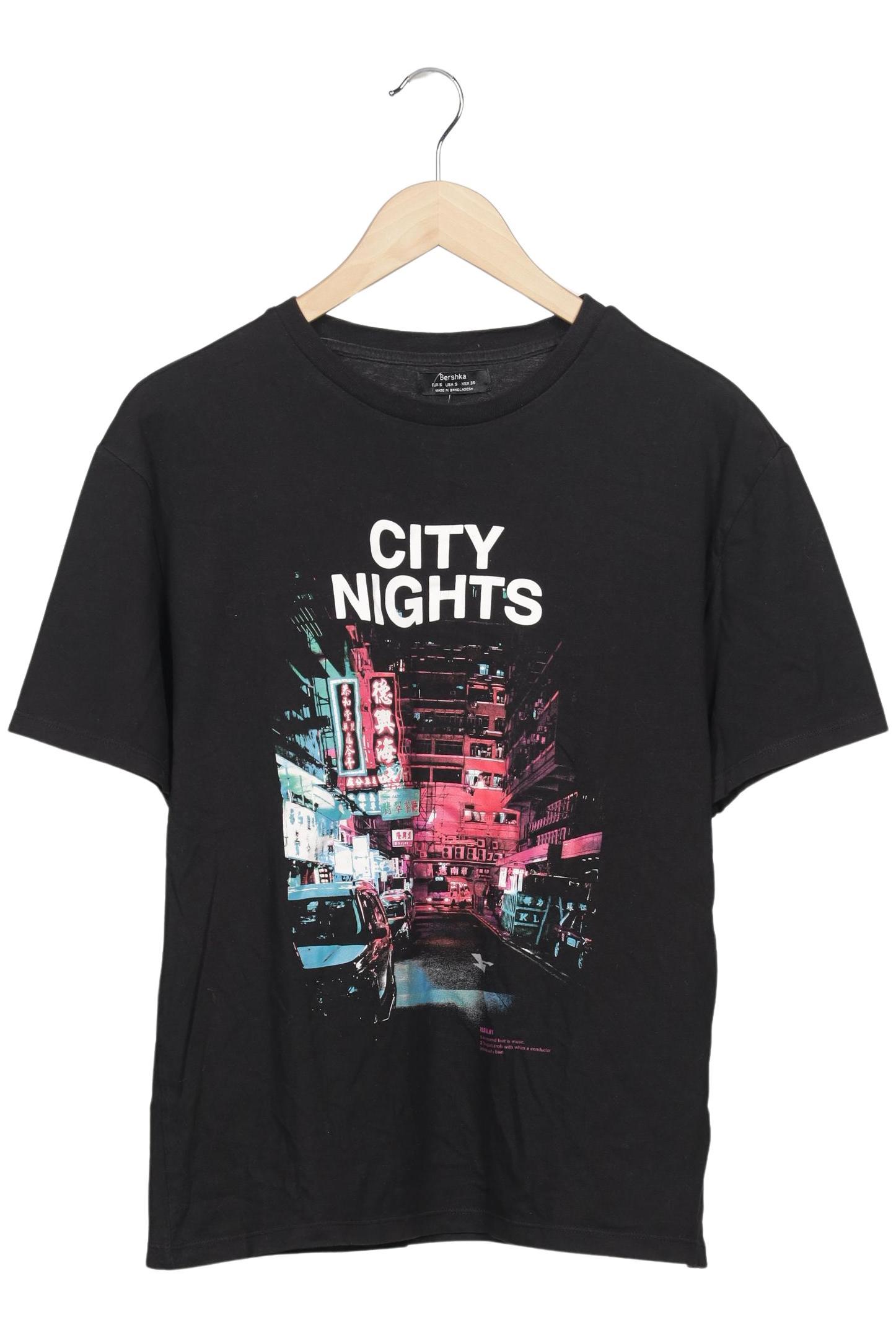 

bershka Herren T-Shirt, schwarz, Gr. 46