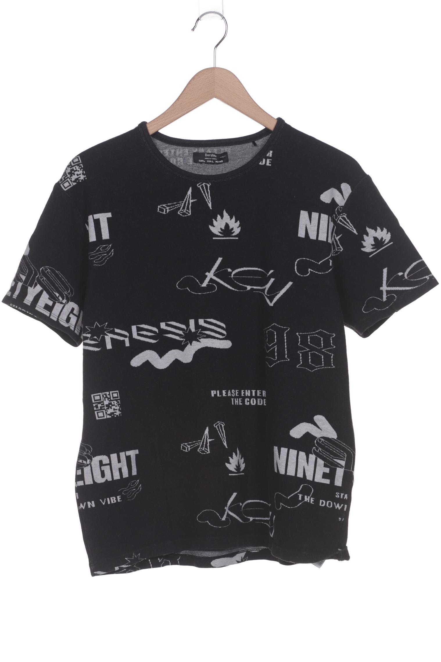 

bershka Herren T-Shirt, schwarz, Gr. 52