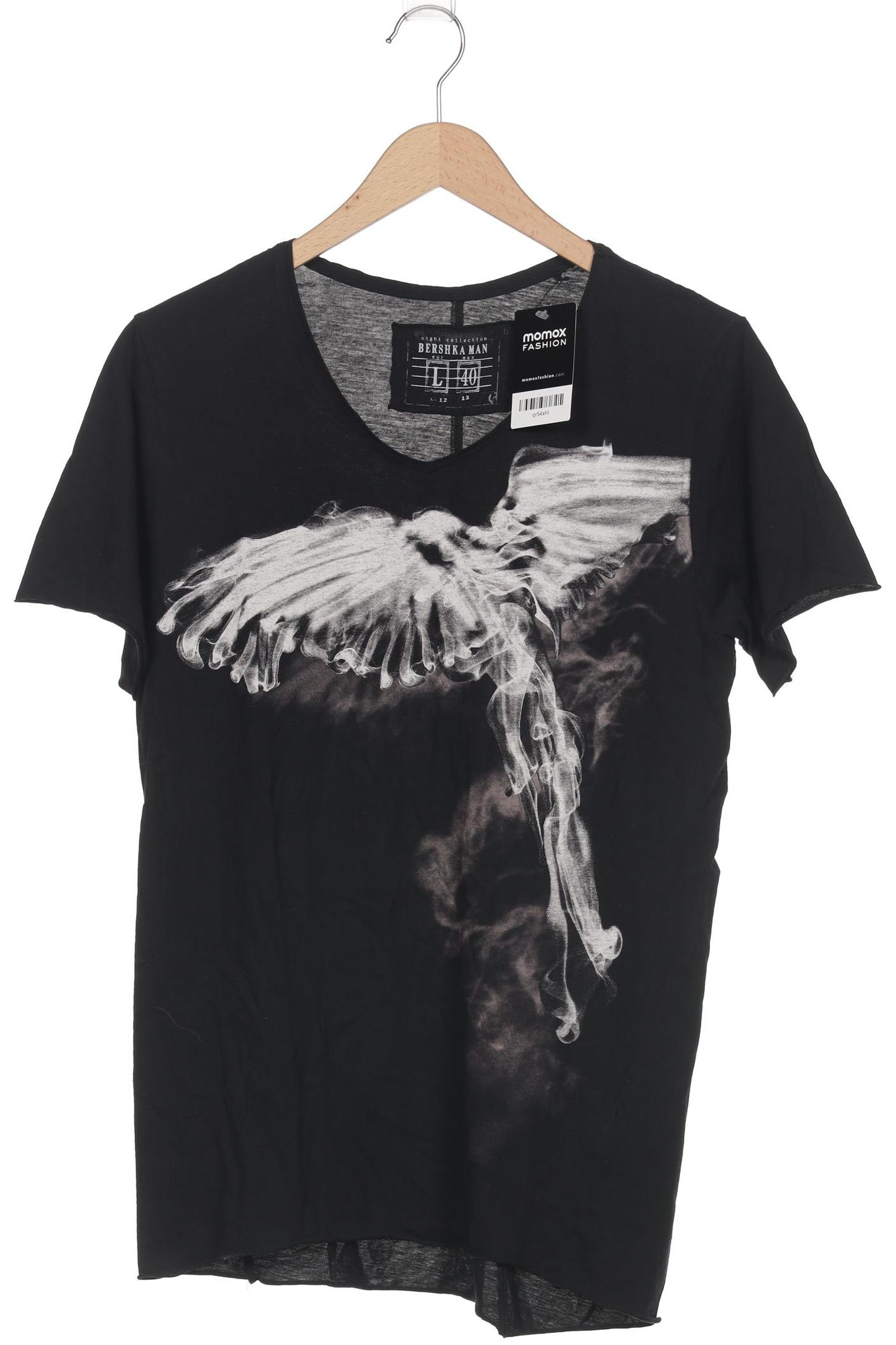 

bershka Herren T-Shirt, schwarz, Gr. 52