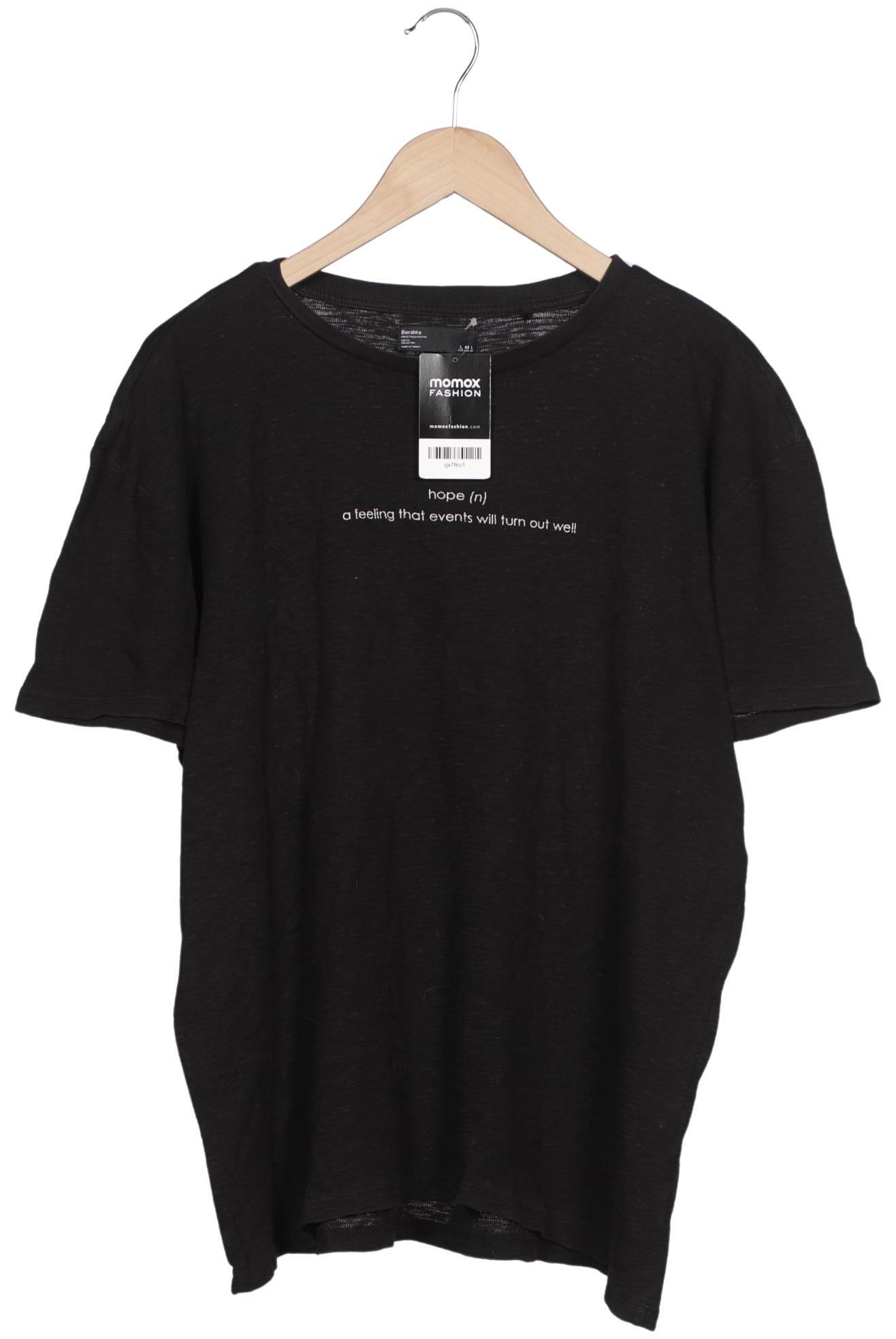 

bershka Herren T-Shirt, schwarz, Gr. 52