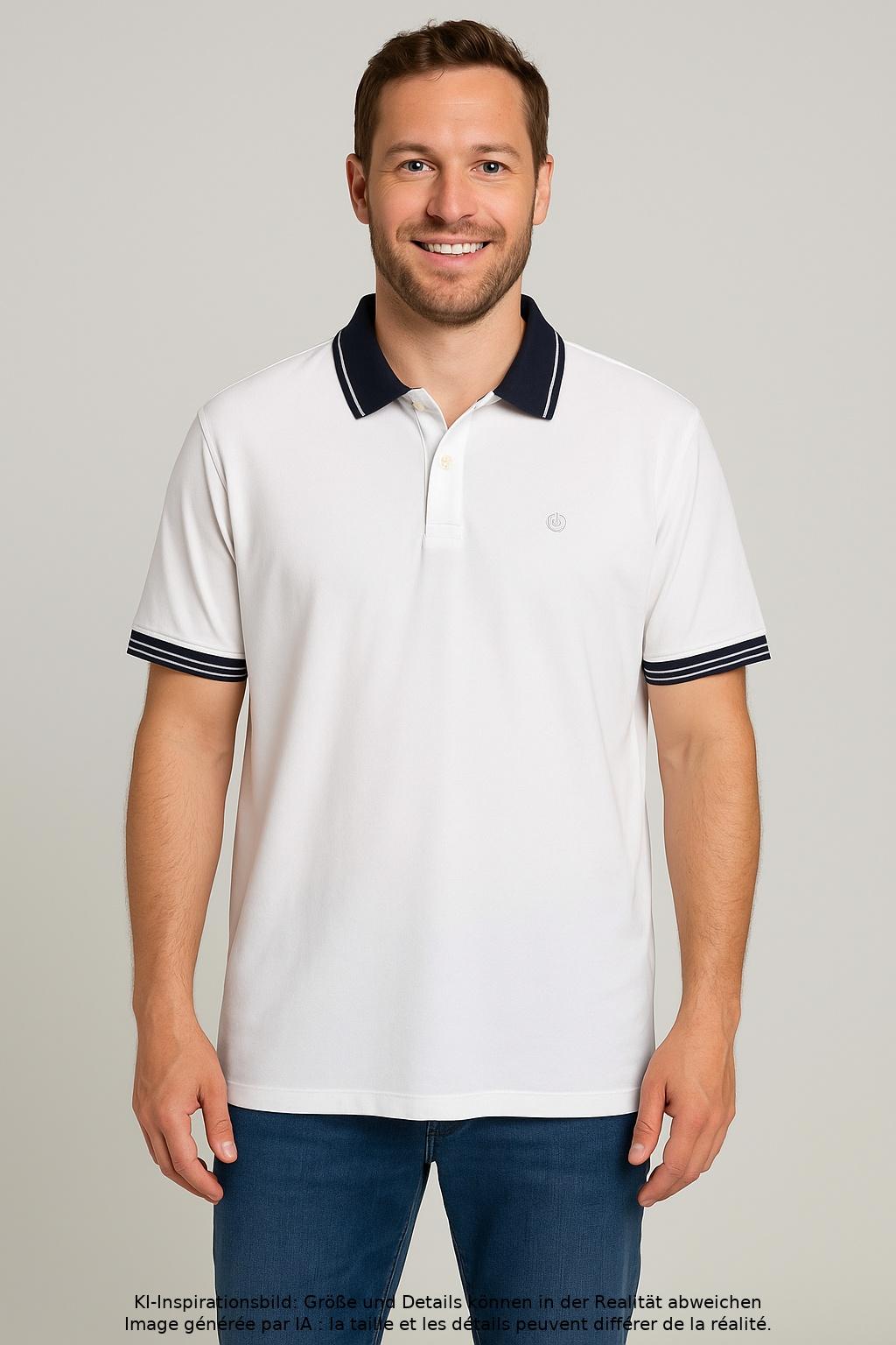 Thumbnail - Bugatti Herren Poloshirt, weiß, Gr. 58
