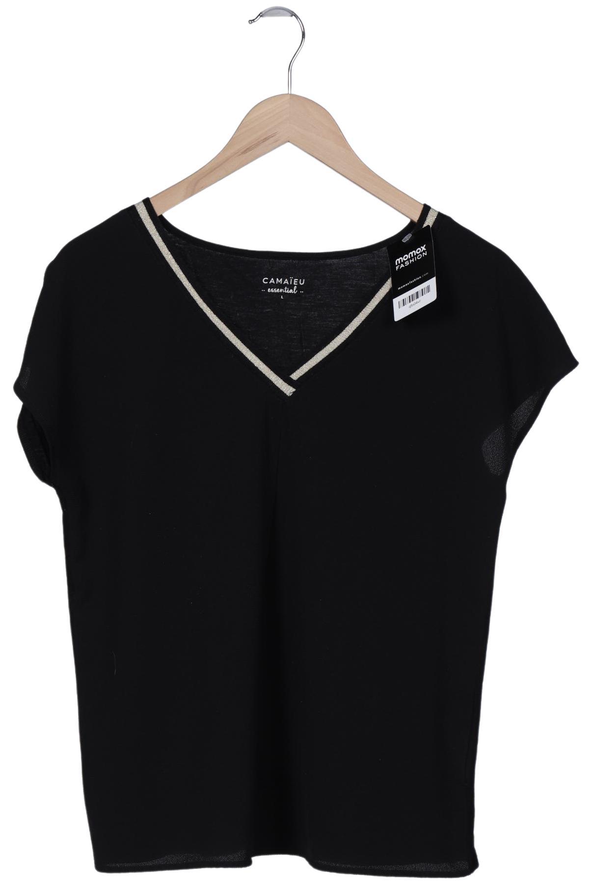 

camaieu Damen T-Shirt, schwarz, Gr. 42