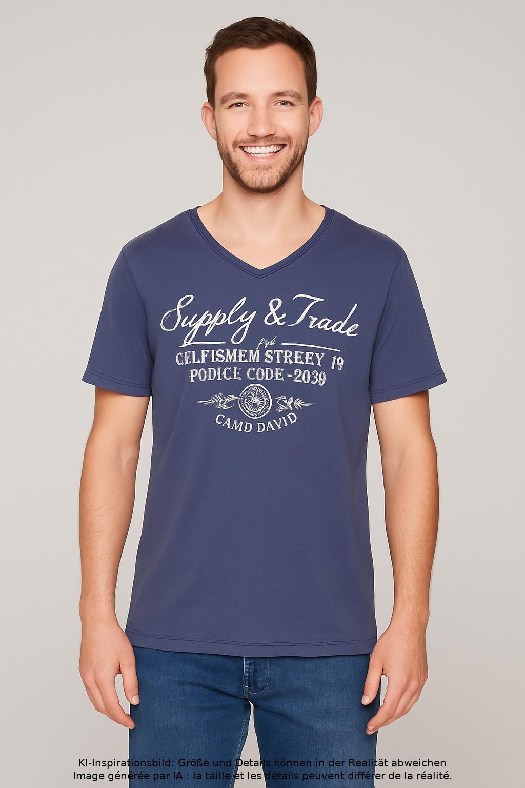 Thumbnail - Camp David Herren T-Shirt, blau, Gr. 56