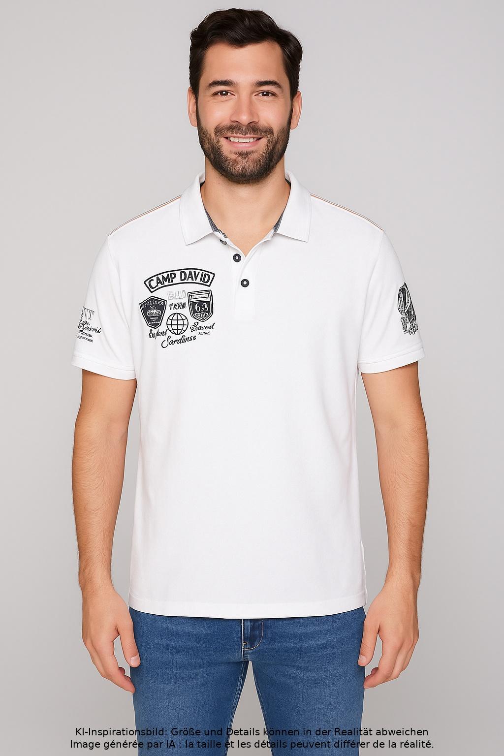 Thumbnail - Camp David Herren Poloshirt, weiß, Gr. 54
