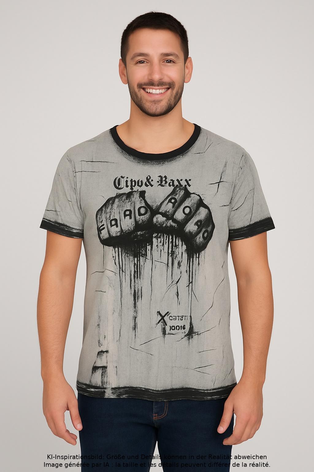Thumbnail - Cipo &amp; Baxx Herren T-Shirt, grau, Gr. 56