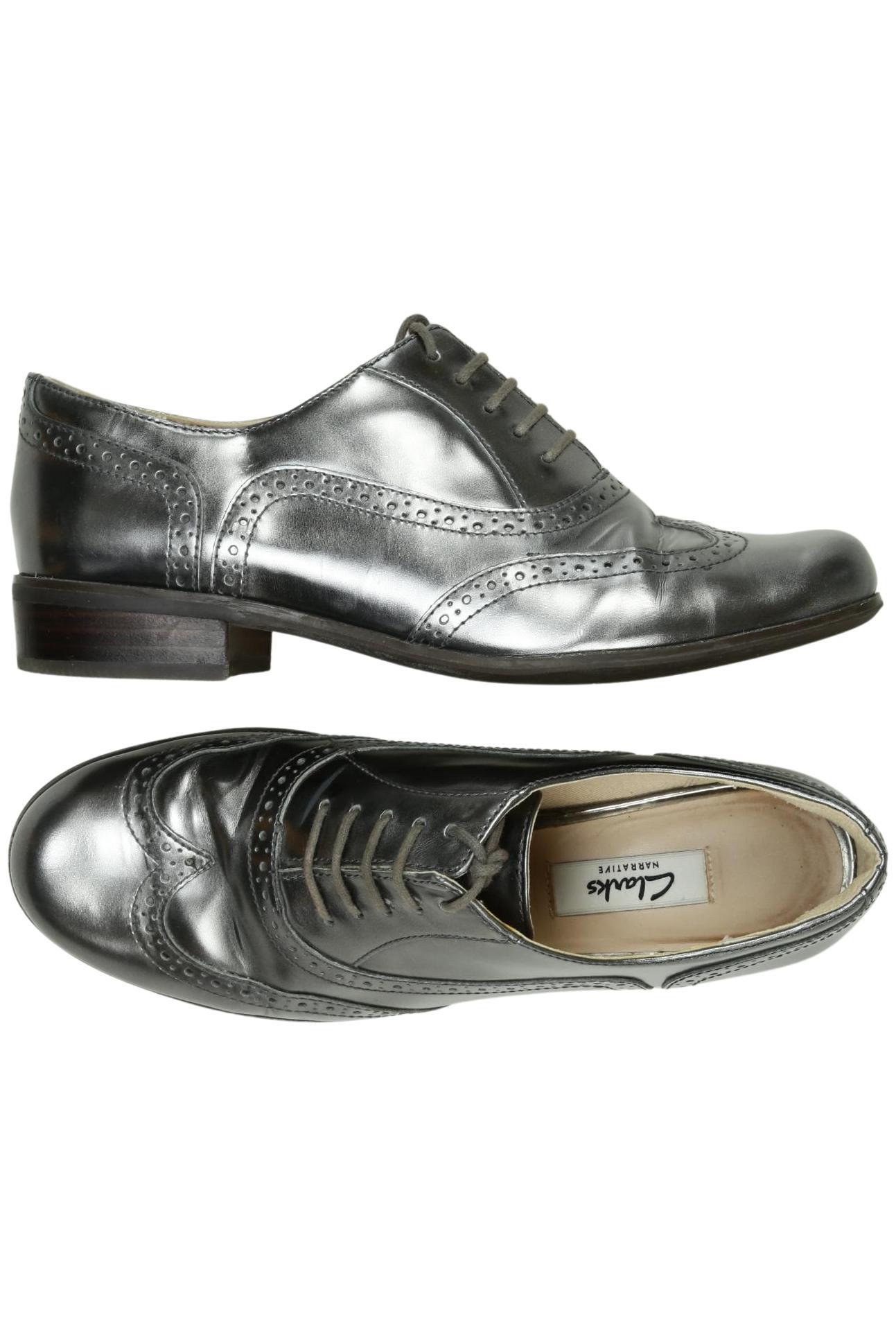 

Clarks Damen Halbschuh, silber, Gr. 38