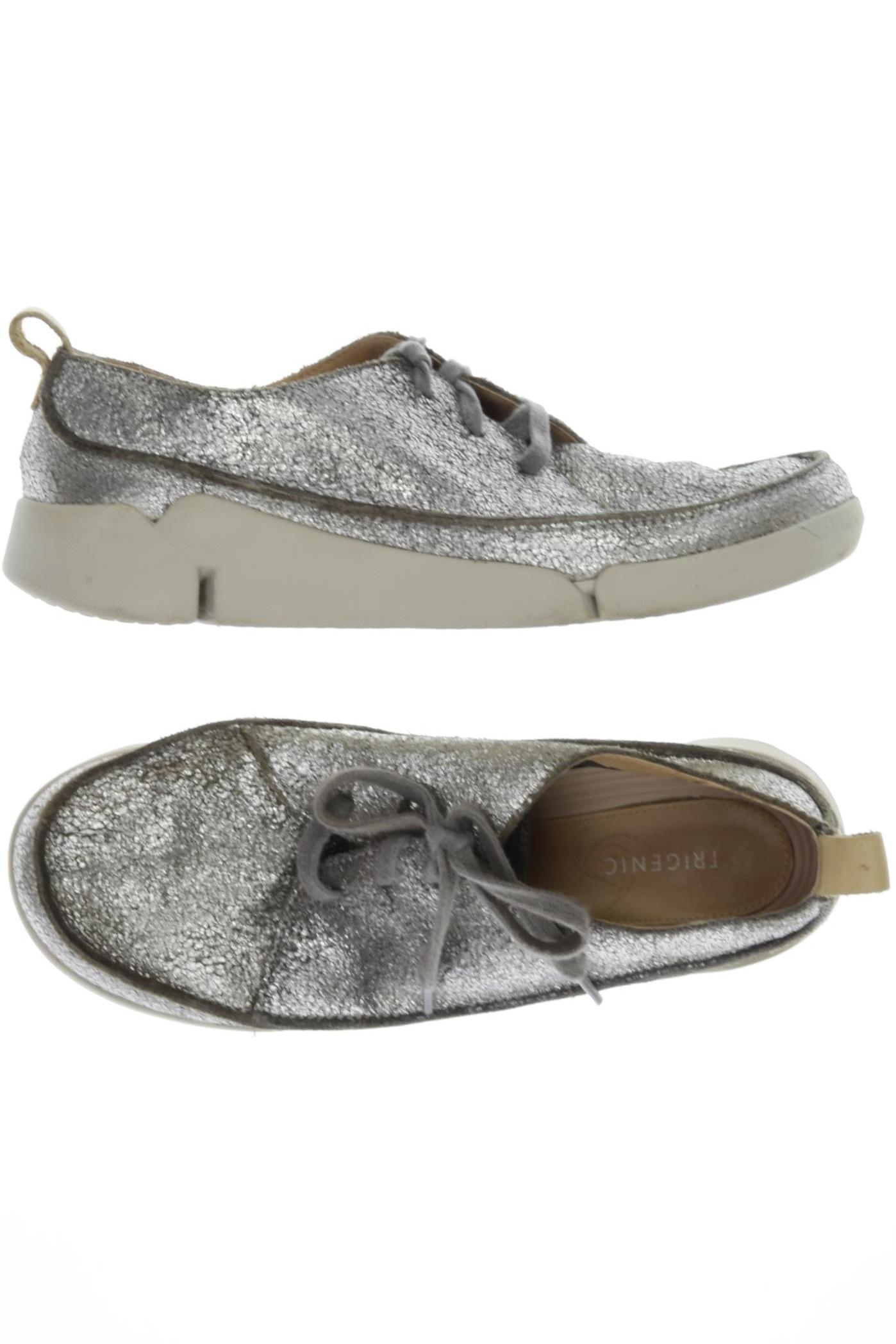 

Clarks Damen Halbschuh, silber, Gr. 40