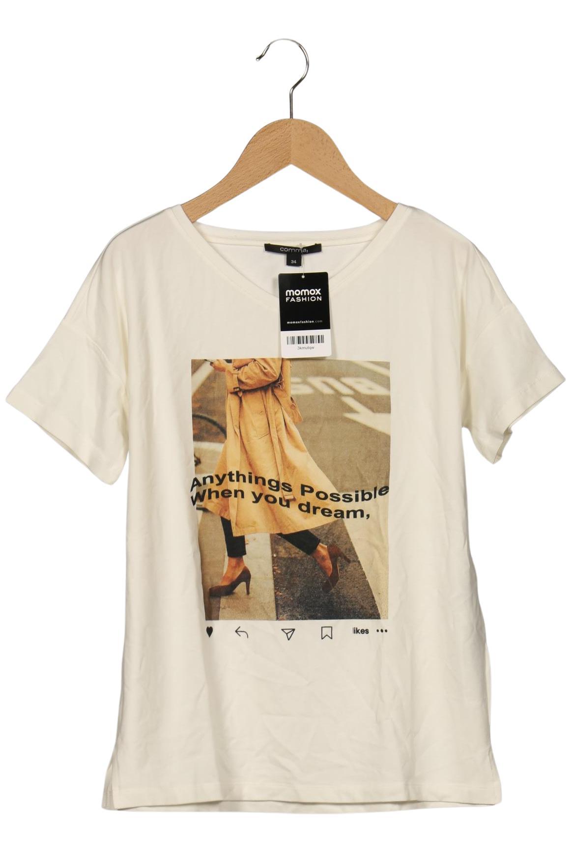 

Comma Damen T-Shirt, cremeweiß, Gr. 34