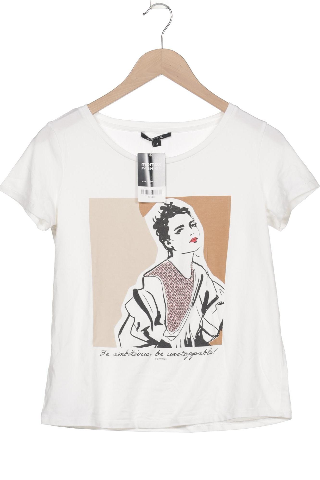 

Comma Damen T-Shirt, weiß, Gr. 34
