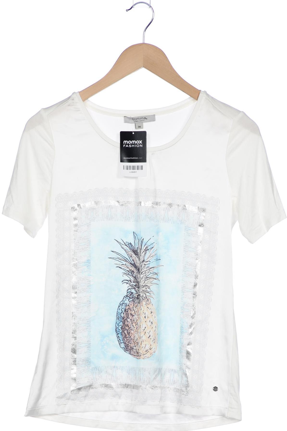 

Comma Damen T-Shirt, weiß, Gr. 34
