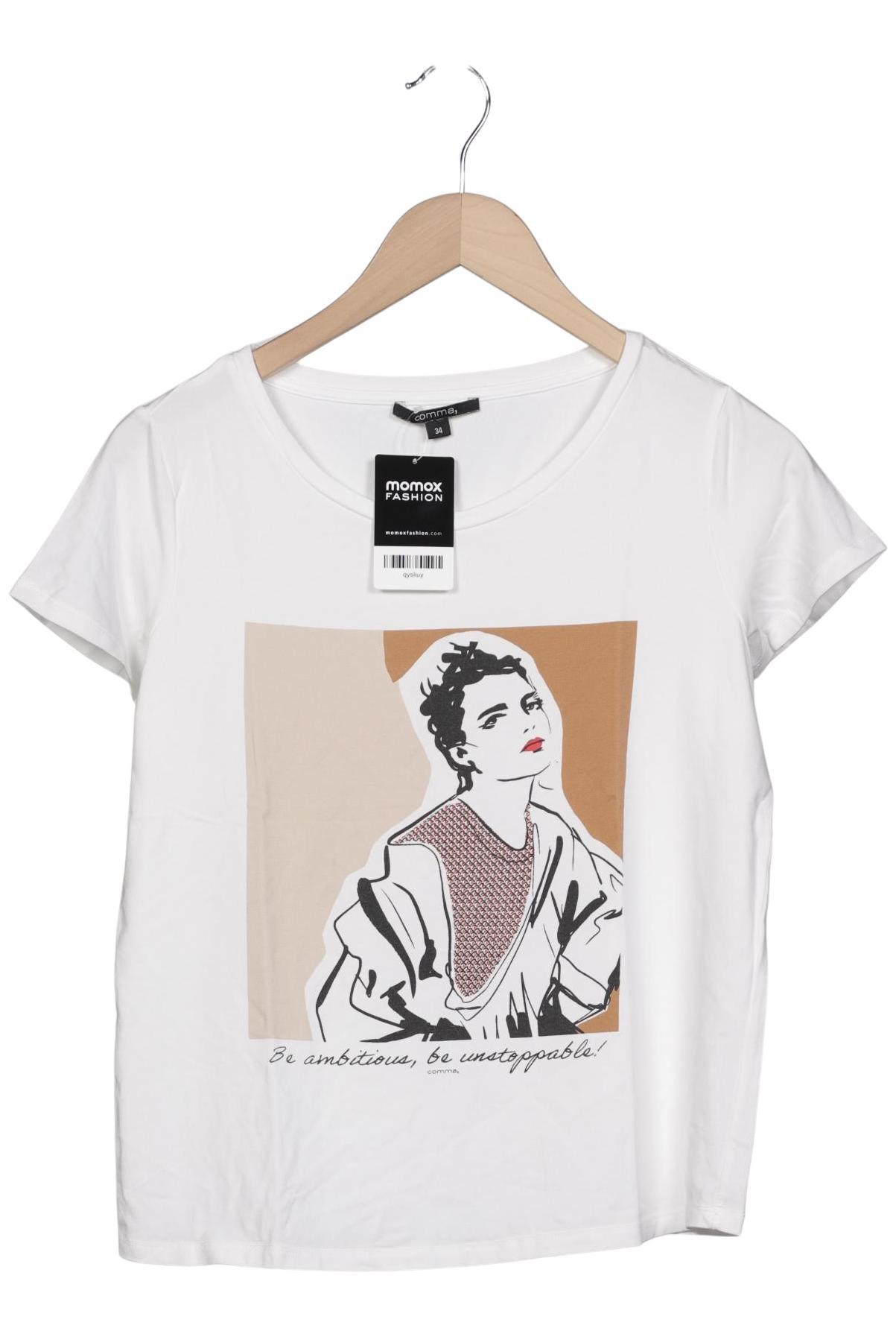 

Comma Damen T-Shirt, weiß, Gr. 34