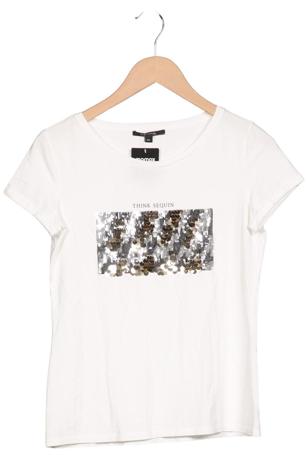 

Comma Damen T-Shirt, weiß, Gr. 34