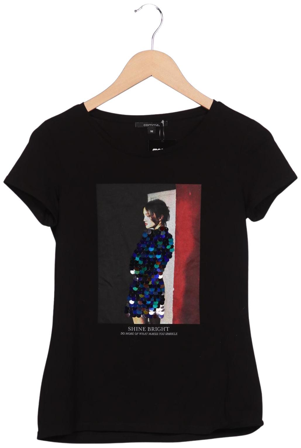 

Comma Damen T-Shirt, schwarz, Gr. 32