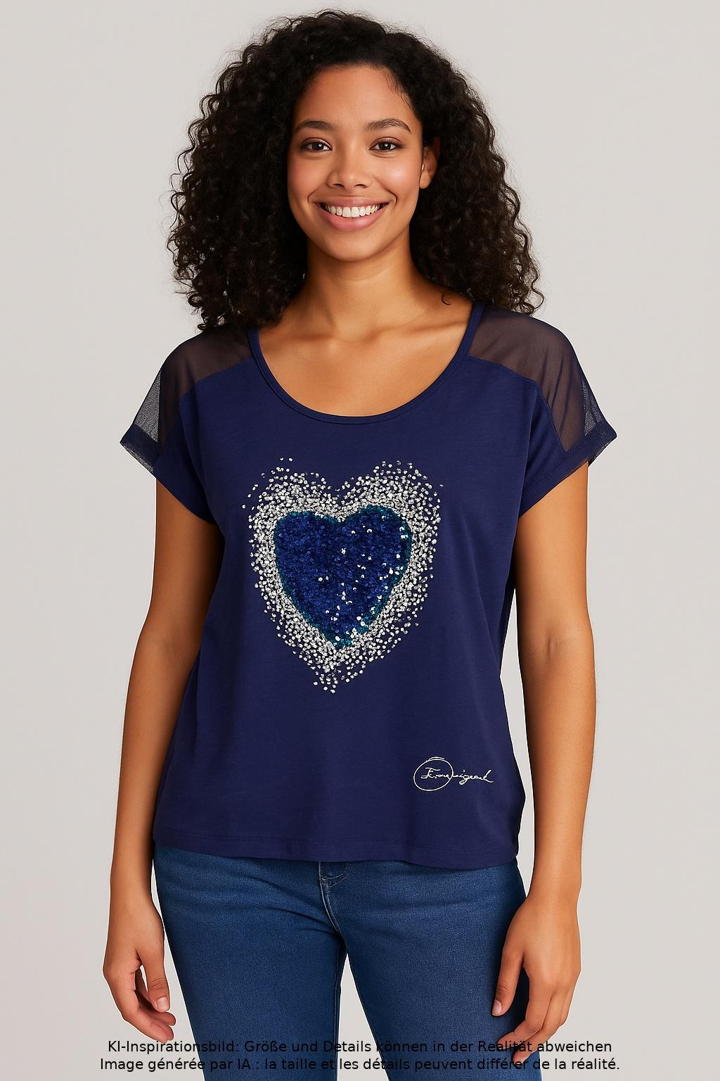 

Desigual Damen T-Shirt, marineblau, Gr. 44