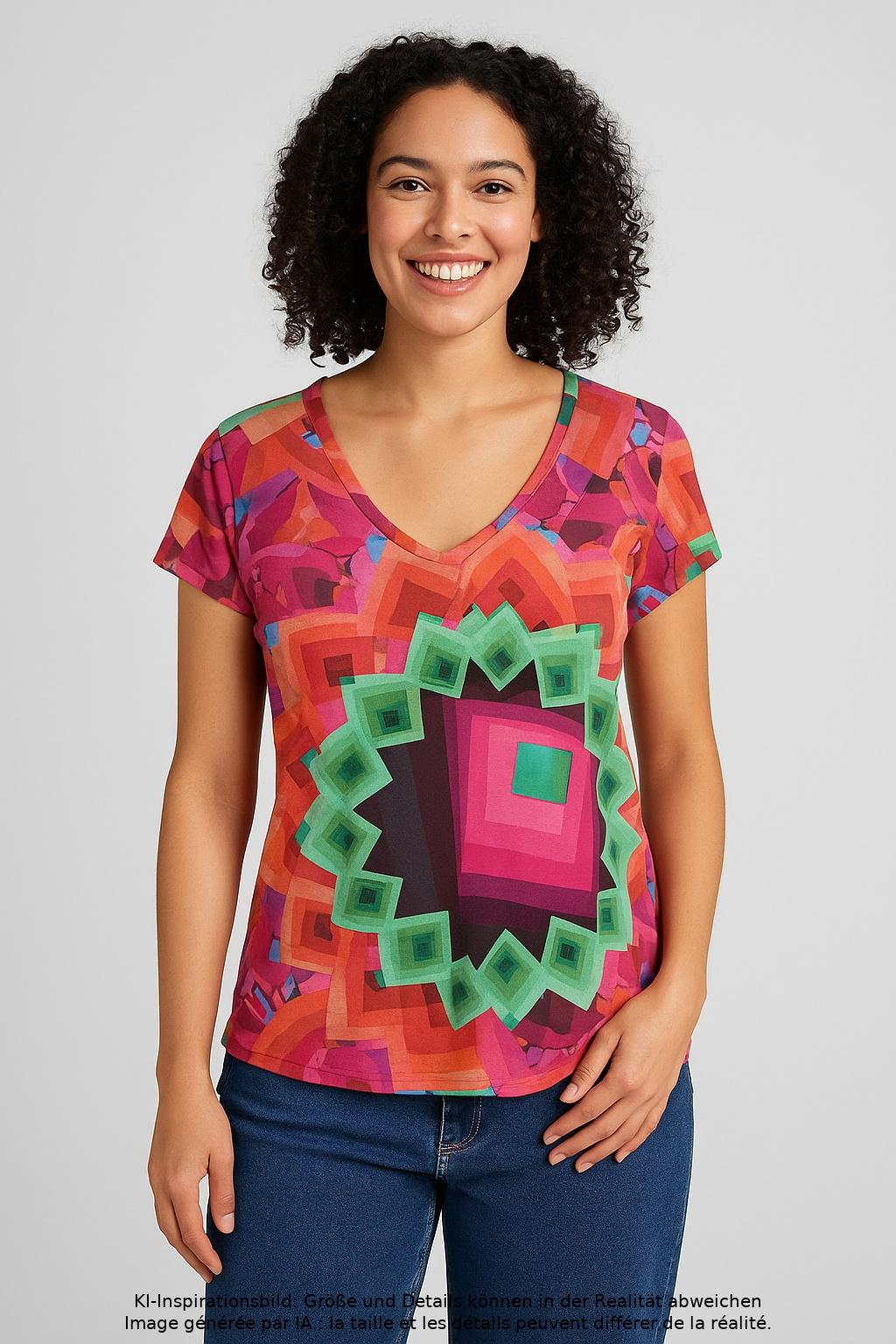 

Desigual Damen T-Shirt, mehrfarbig, Gr. 42