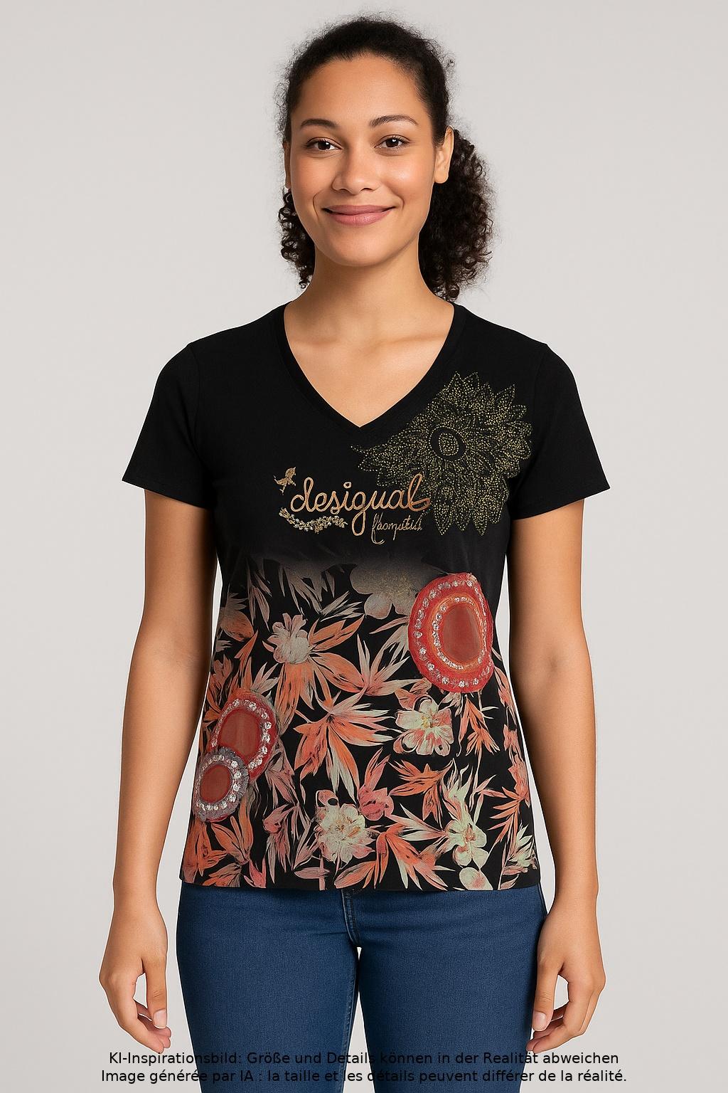 

Desigual Damen T-Shirt, schwarz, Gr. 42