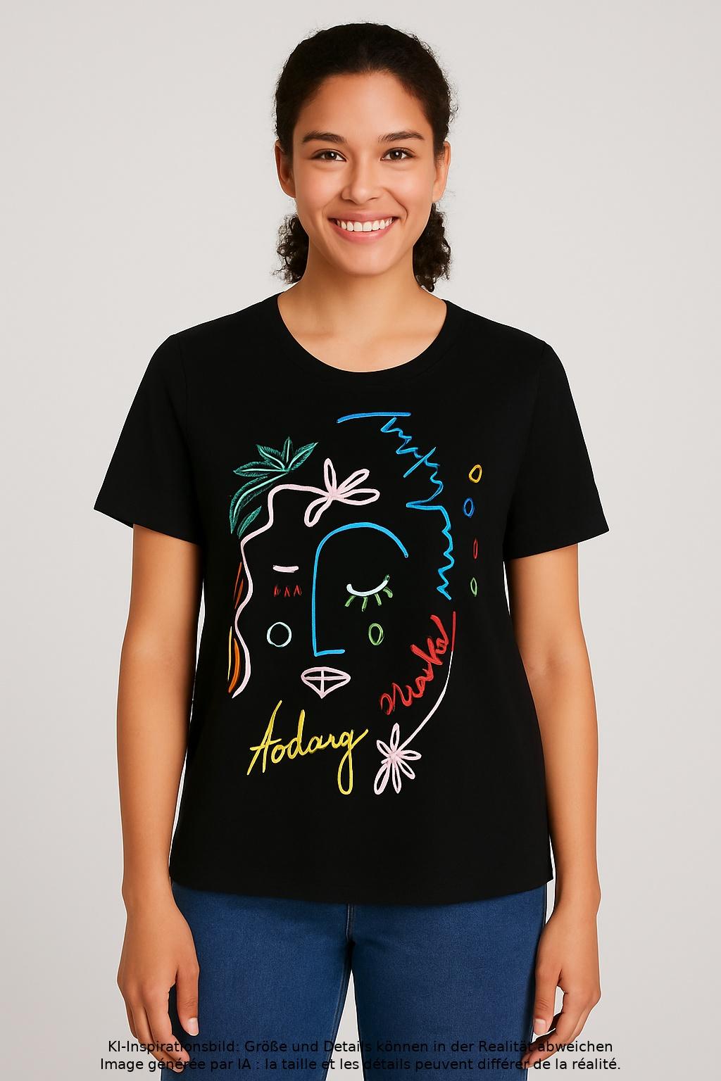 

Desigual Damen T-Shirt, schwarz, Gr. 42