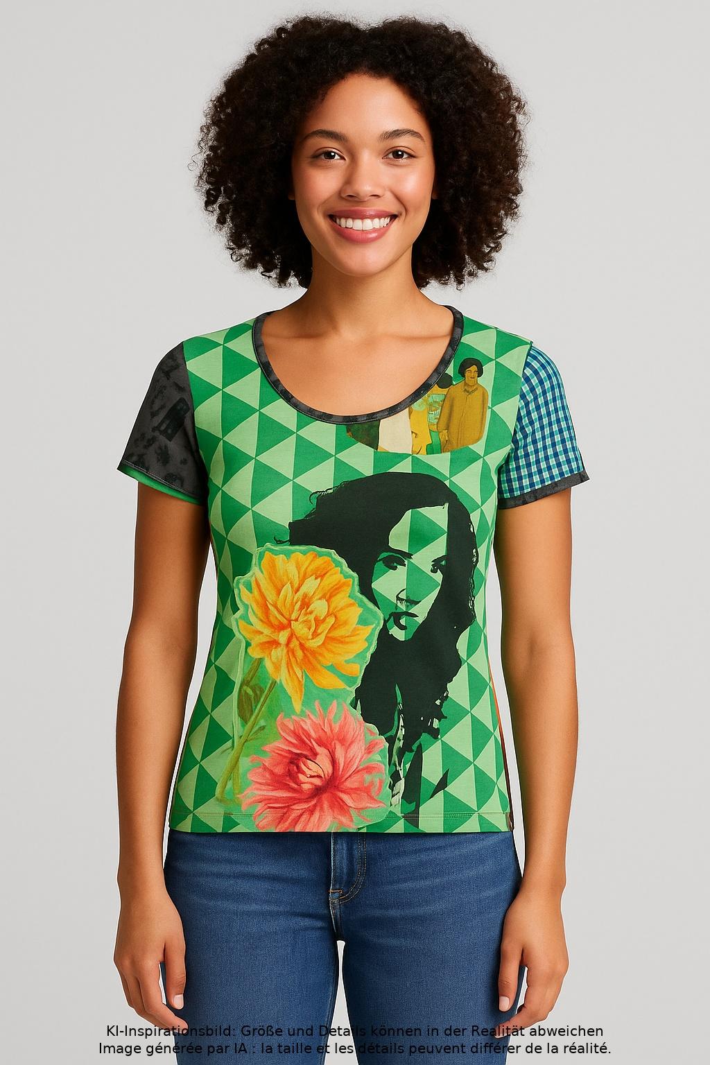 

Desigual Damen T-Shirt, grün, Gr. 38
