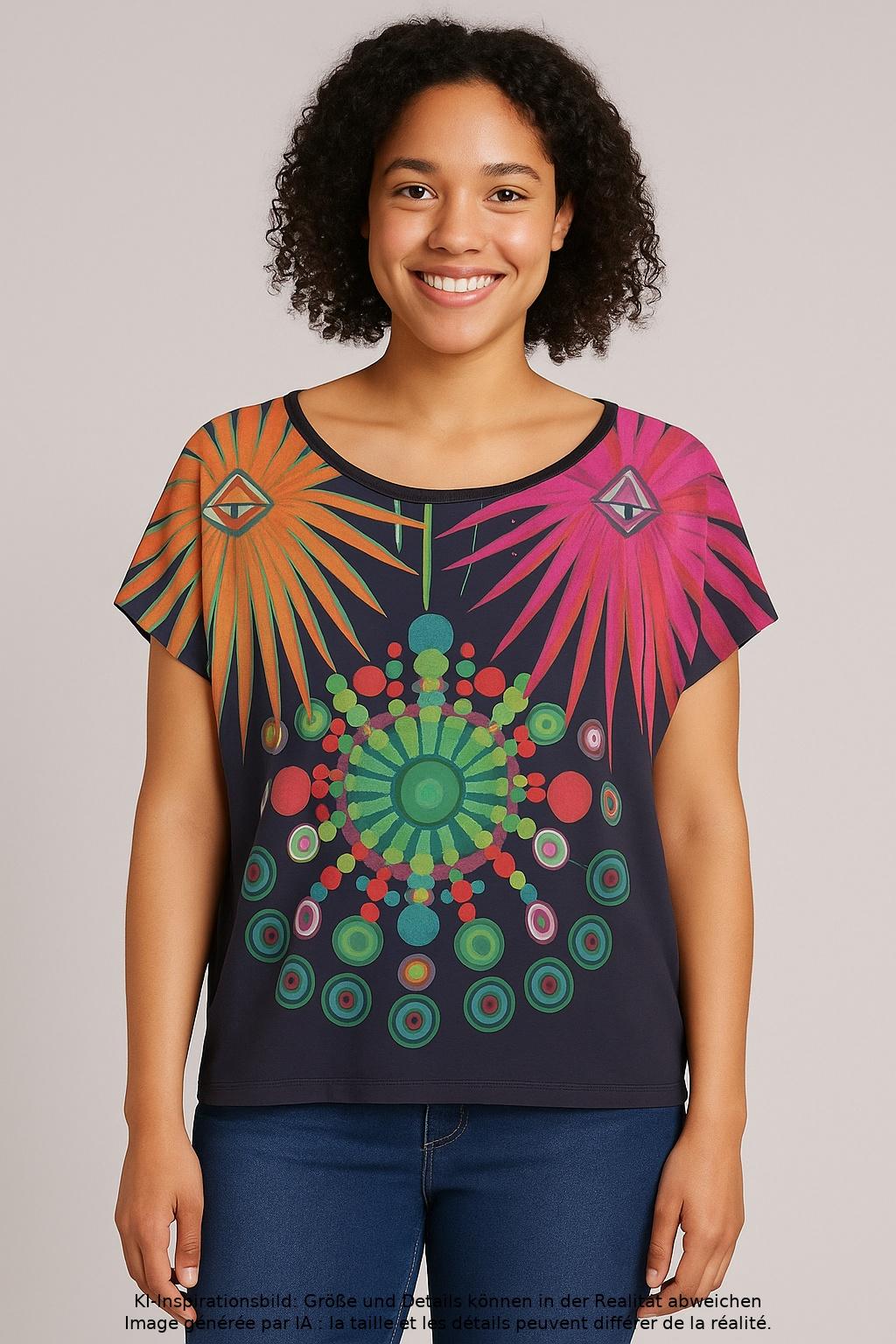 

Desigual Damen T-Shirt, mehrfarbig, Gr. 44
