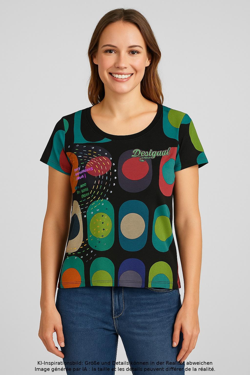 

Desigual Damen T-Shirt, mehrfarbig, Gr. 42