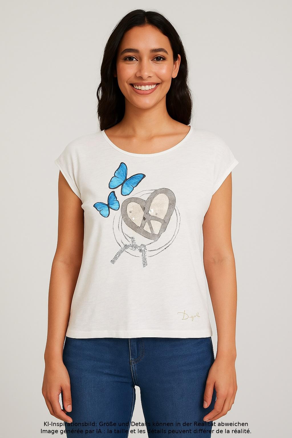 

Desigual Damen T-Shirt, cremeweiß, Gr. 38