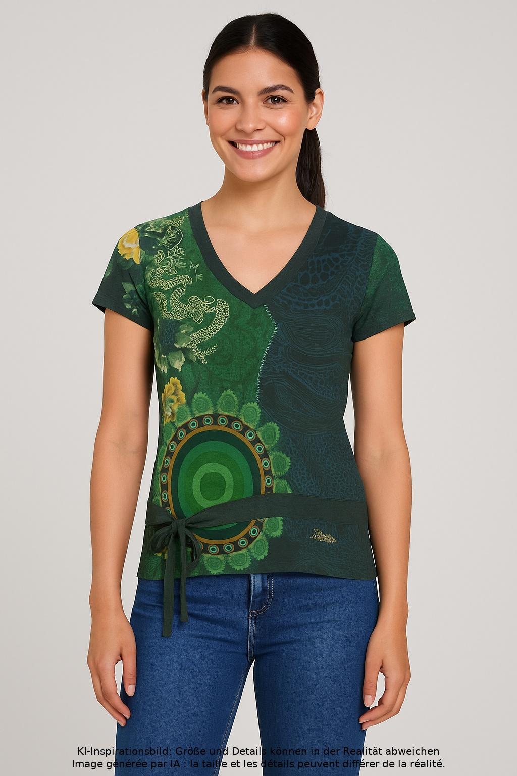 

Desigual Damen T-Shirt, grün, Gr. 34