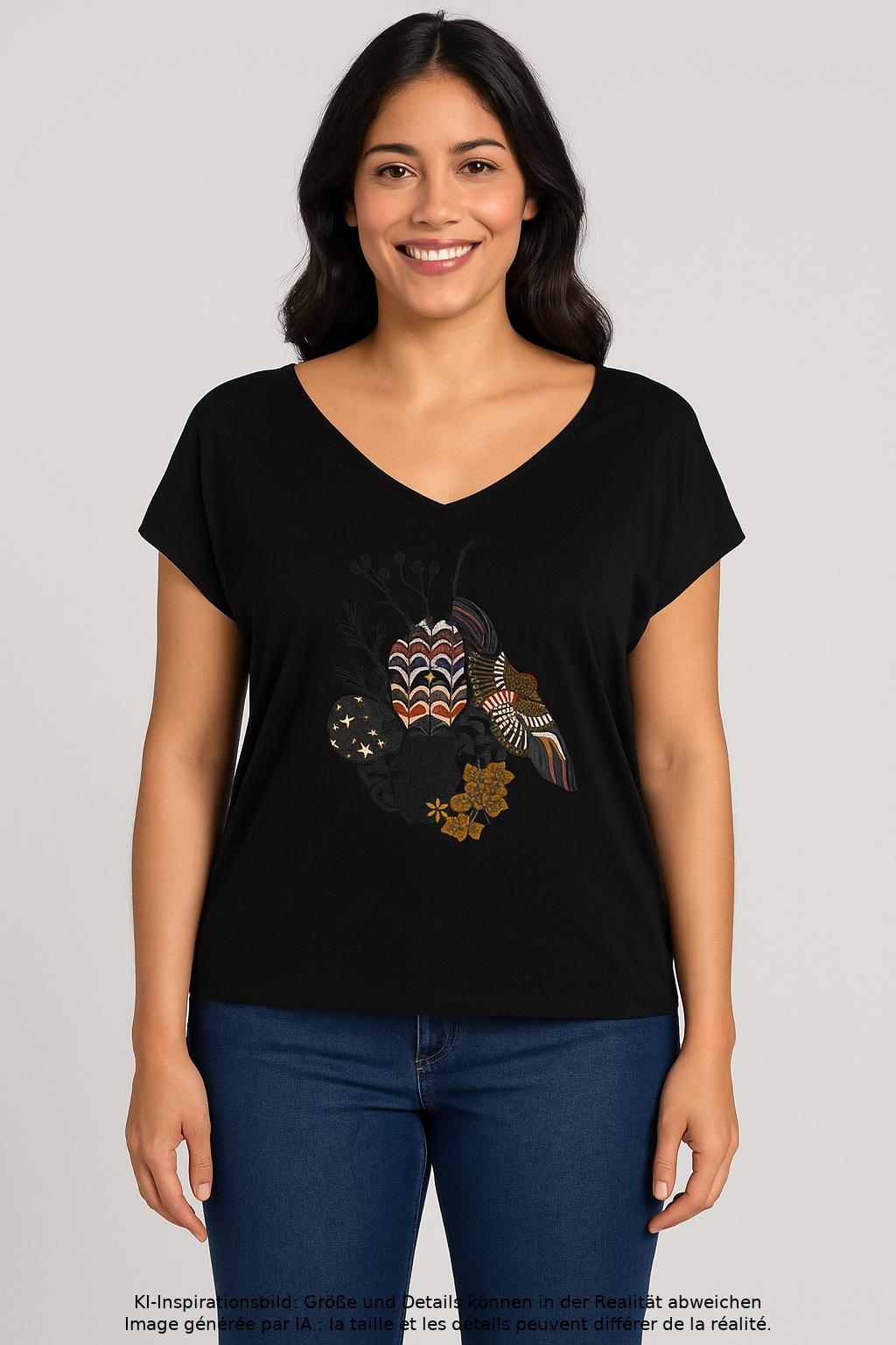 

Desigual Damen T-Shirt, schwarz, Gr. 44