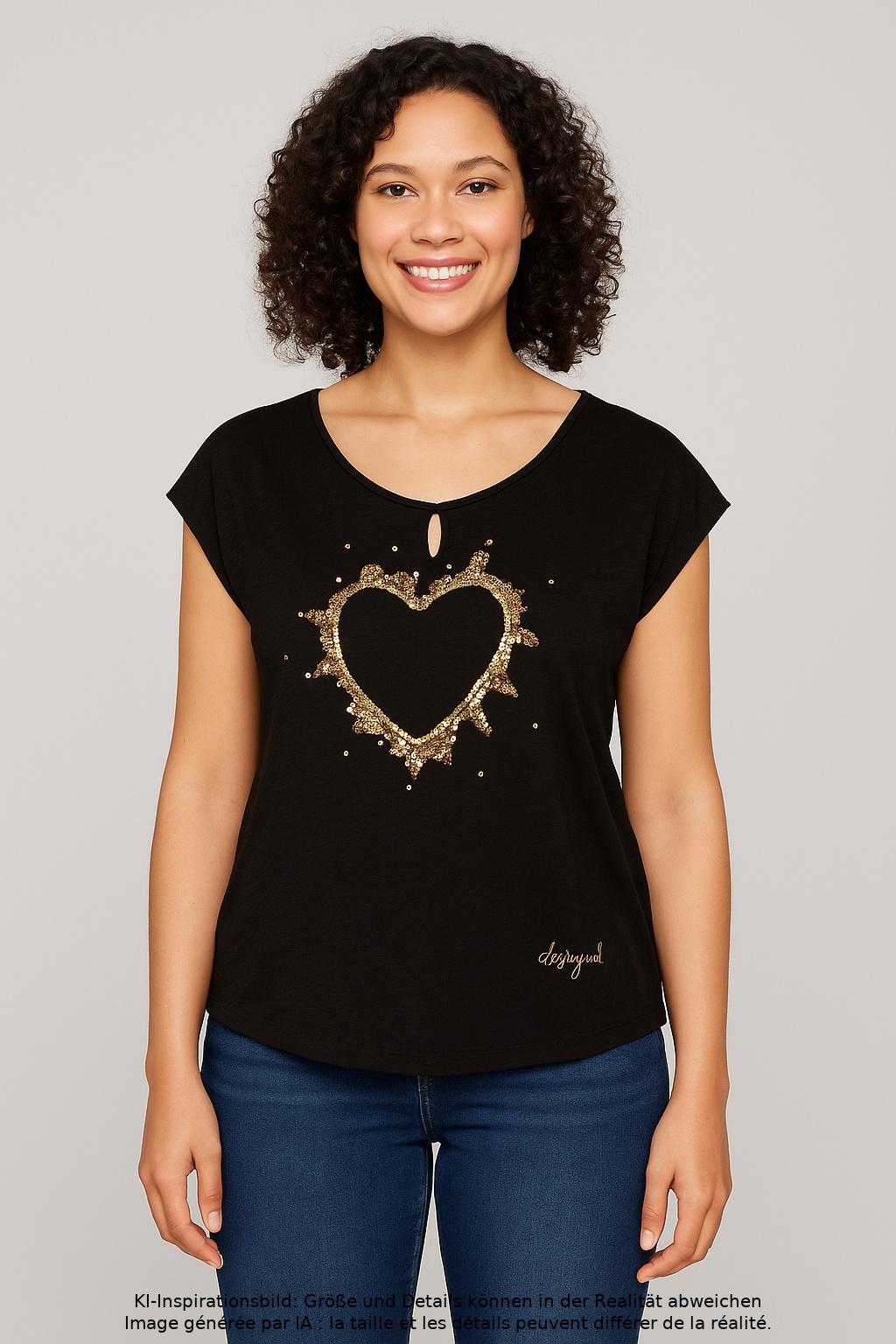 

Desigual Damen T-Shirt, schwarz, Gr. 38