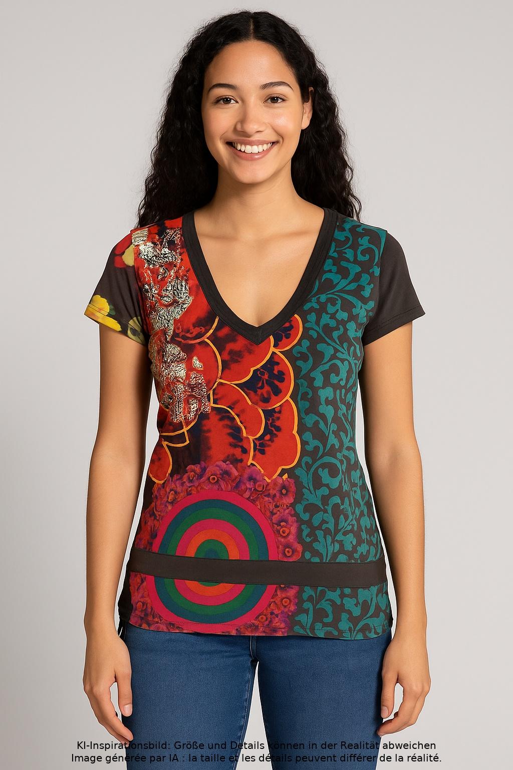 

Desigual Damen T-Shirt, mehrfarbig, Gr. 36