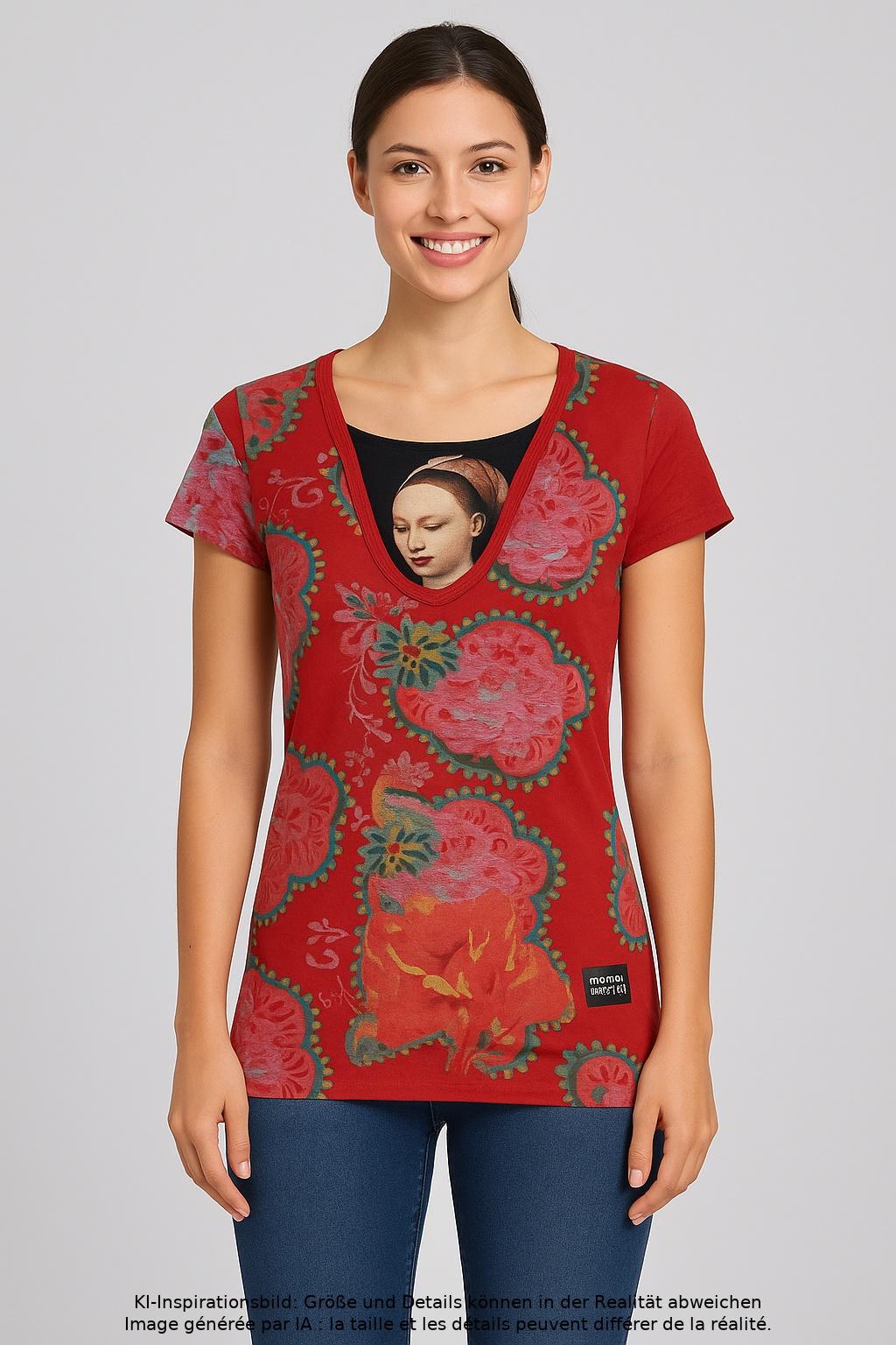 

Desigual Damen T-Shirt, rot, Gr. 36